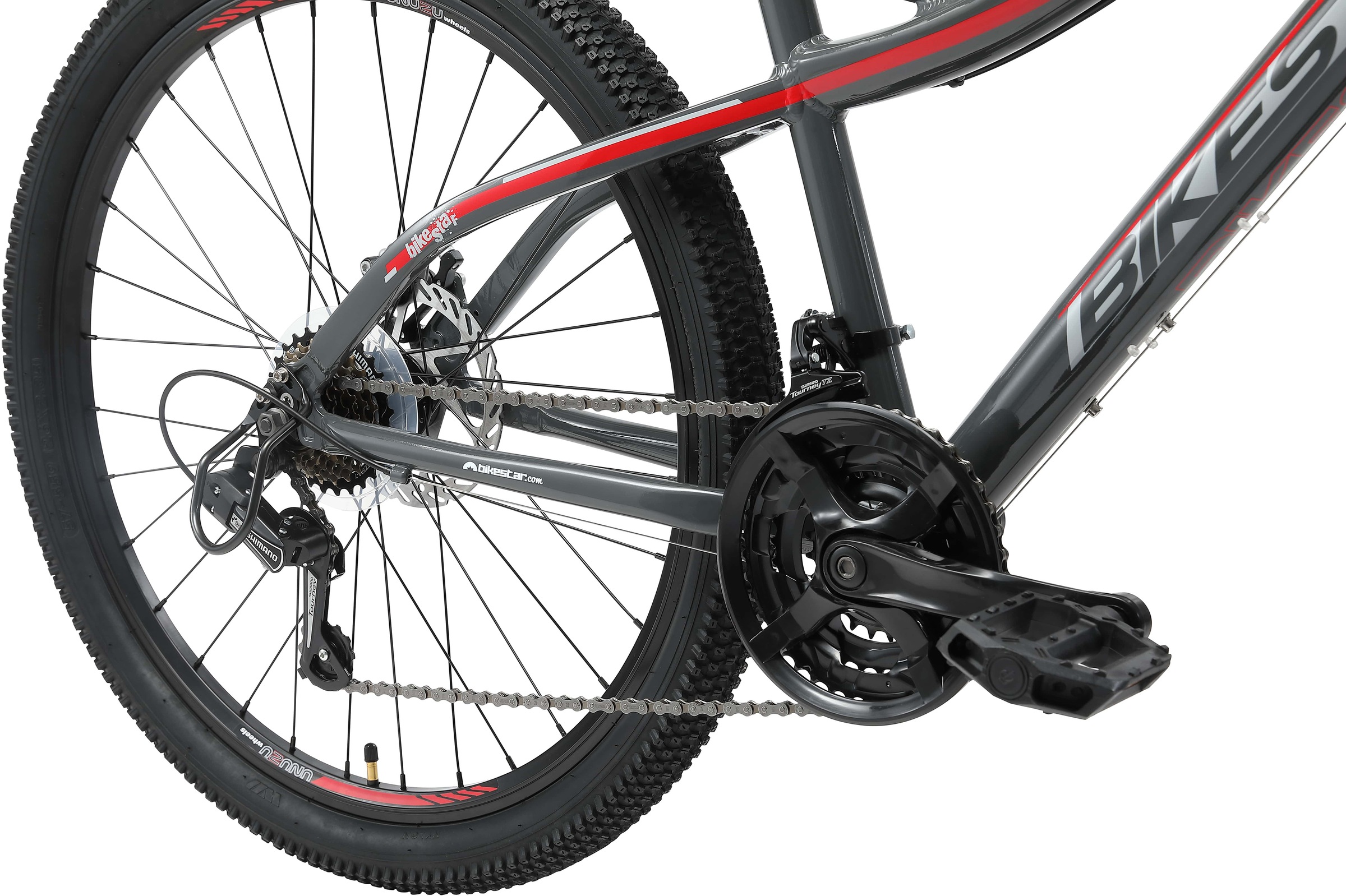 Bikestar Mountainbike, 21 Gang, Shimano, RD-TY300 Schaltwerk, Kettenschaltung, für Damen und Herren, Kettenschaltung
