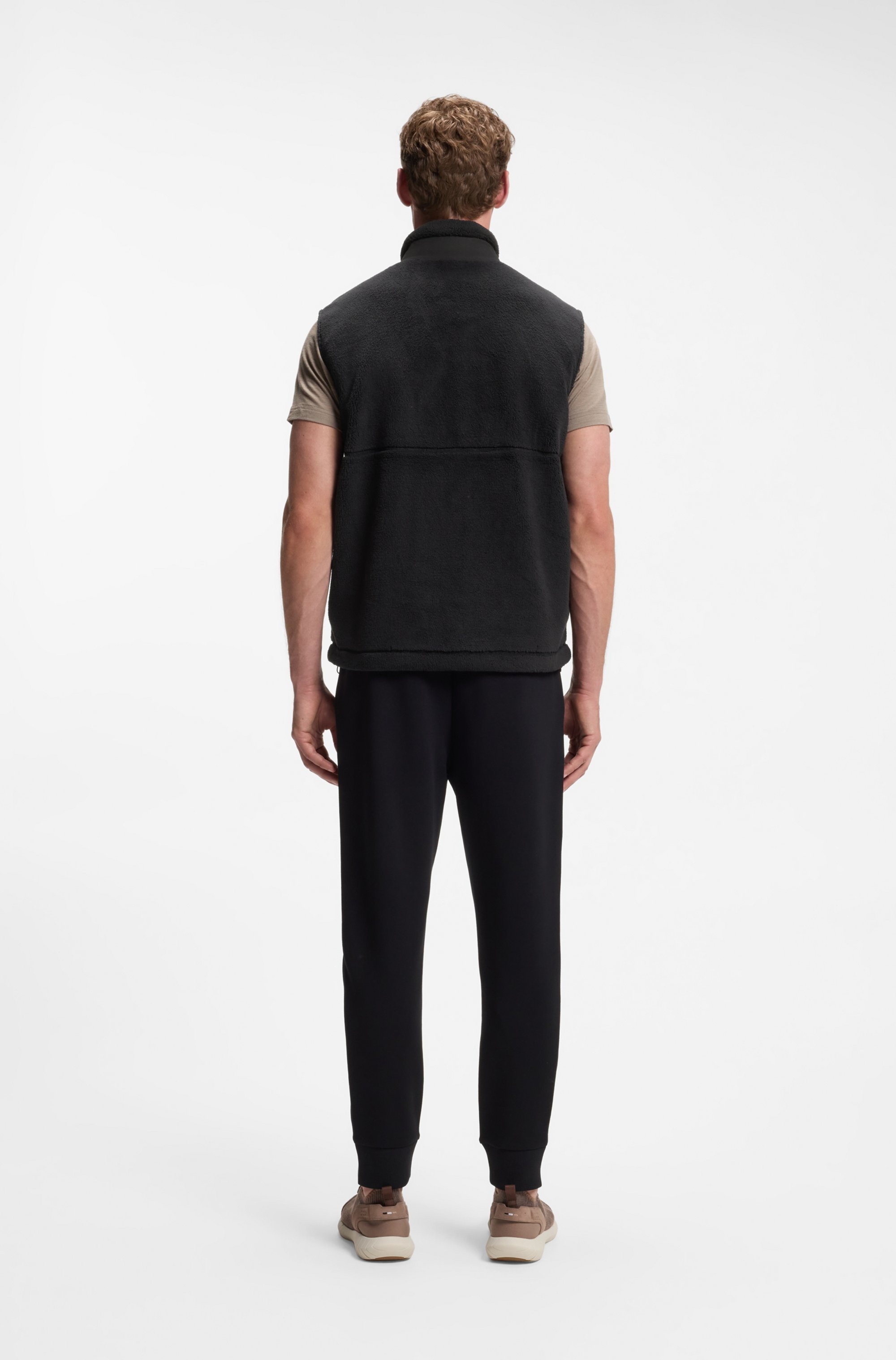 BOSS GREEN Fleeceweste »SW Sveedy« Teddyfleece mit gewebten Kontrastdetails, Relaxed Fit, gesticktes Logo
