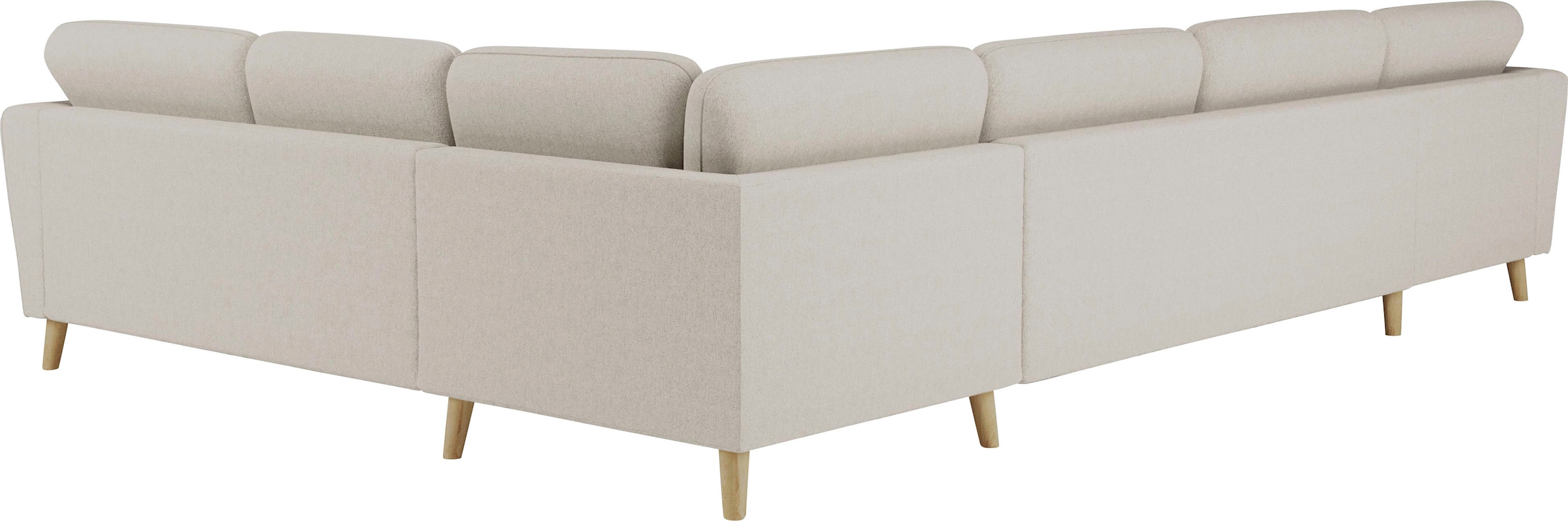 Home affaire Wohnlandschaft »MARSEILLE XXL 349cm, U-Form, Ottomane rechts/links wählbar«, Massivholzbeine Eiche, Landhausstil, Wellenunterfederung