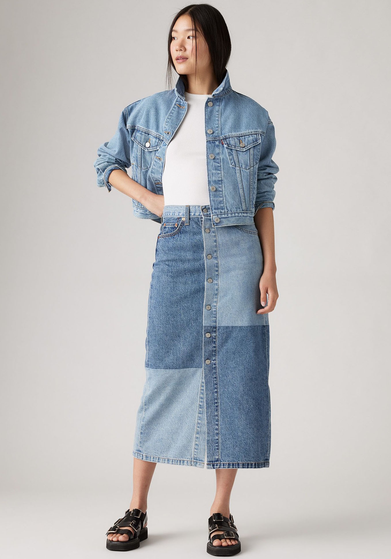 Levi's® Midirock »BUTTON MIDI SKIRT PAT«, mit Knopfleiste