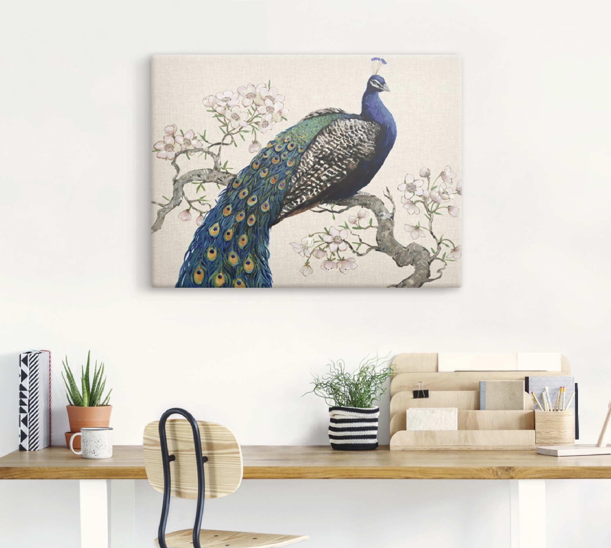 Artland Wandbild »Pfau & Blüten I«, Vögel, (1 St.), als Alubild, Outdoorbil günstig online kaufen