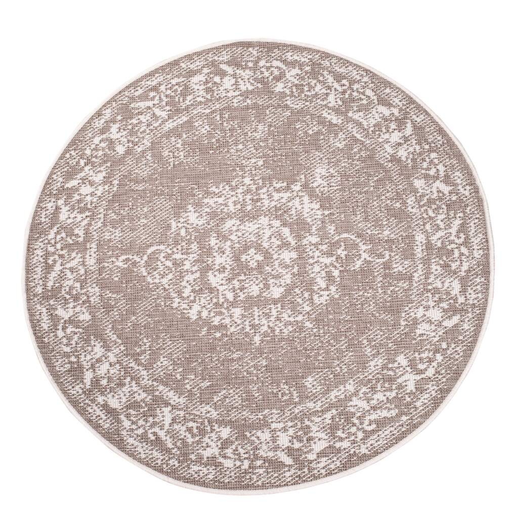 Carpet City Outdoorteppich »DUO RUG 5577«, rund, 5 mm Höhe, Wendeteppich Wetterfest In- & Outdoor, Balkon, Terrasse, Wohnzimmer