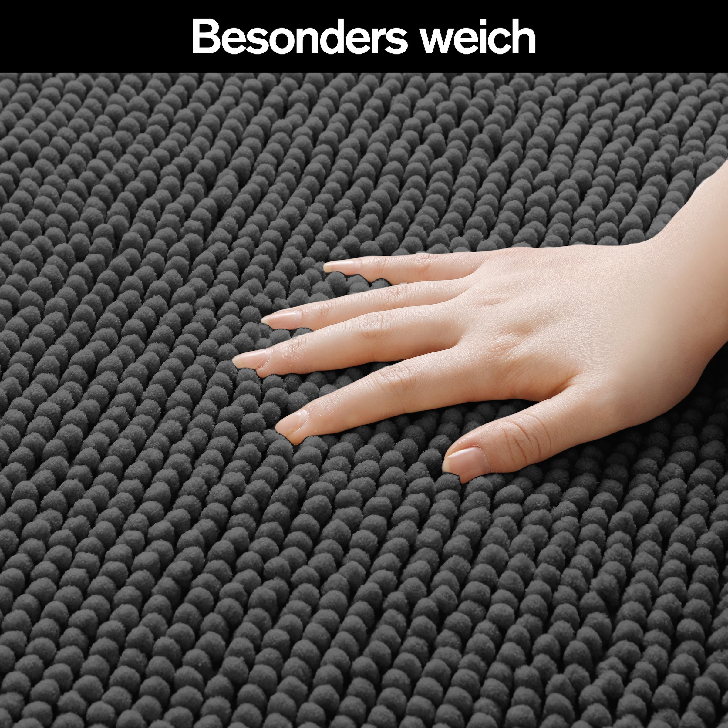 my home Badematte »Vanessa Chenille, Badvorleger, Badezimmer Teppich, Duschvorleger«, strapazierfähig-fußbodenheizungsgeeignet-schnell trocknend, Uni Farben, besonders weich