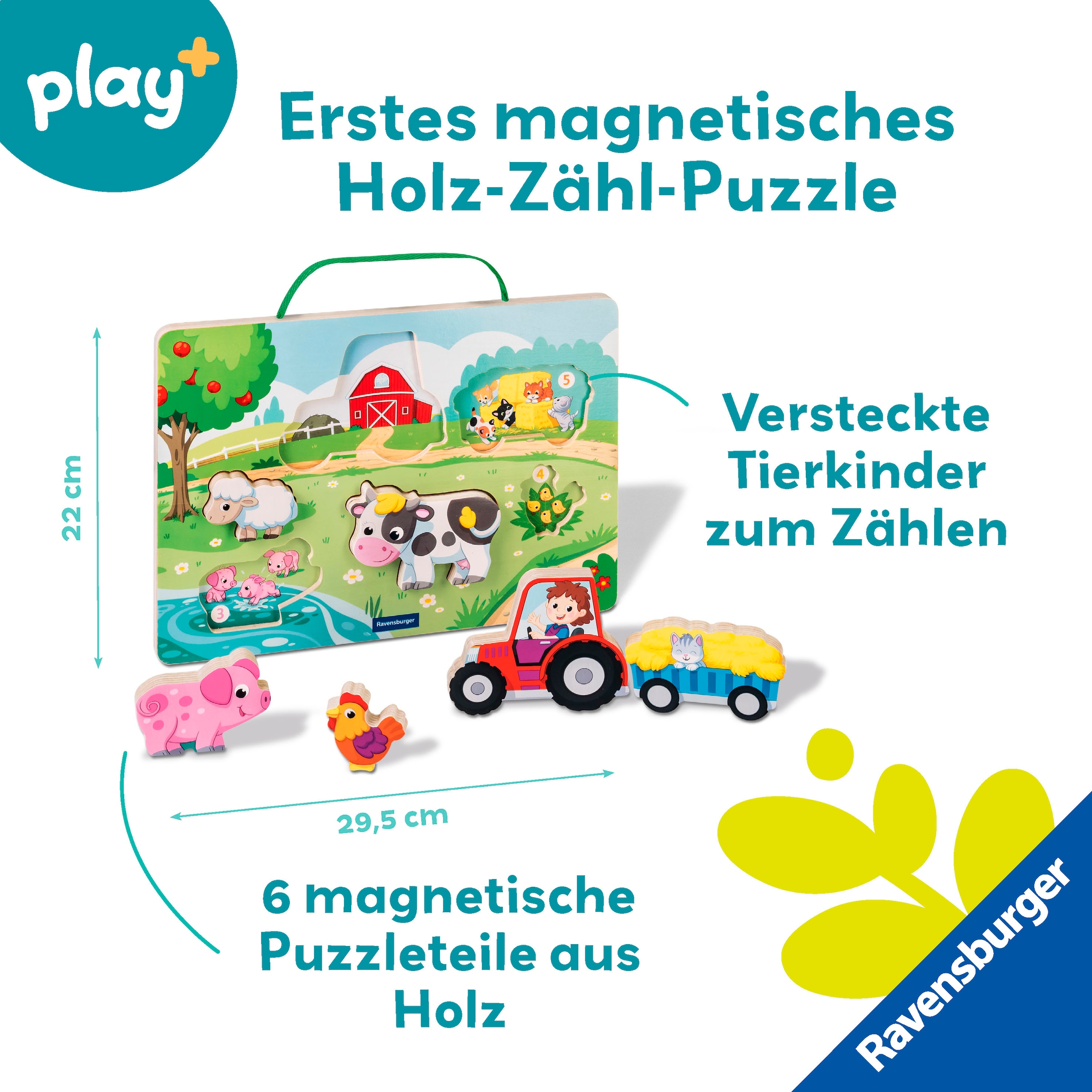 Ravensburger Puzzle »Play+ Magnetisches Holz-Zähl-Puzzl Bauernhof«