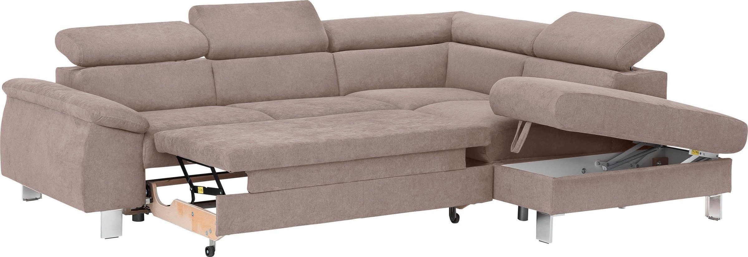 COTTA Polstergarnitur »Komaris L-Form«, (Set), Set bestehend aus: Ecksofa mit Kopfteilverstellung & Hocker
