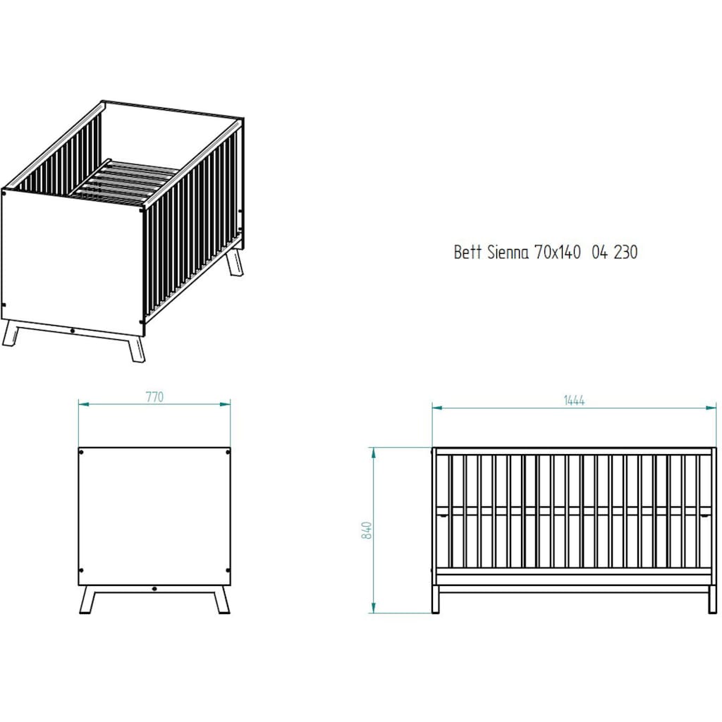 Schardt Babymöbel-Set »Sienna Black«, (Spar-Set, 2 St., Kinderbett, Wickelkommode)