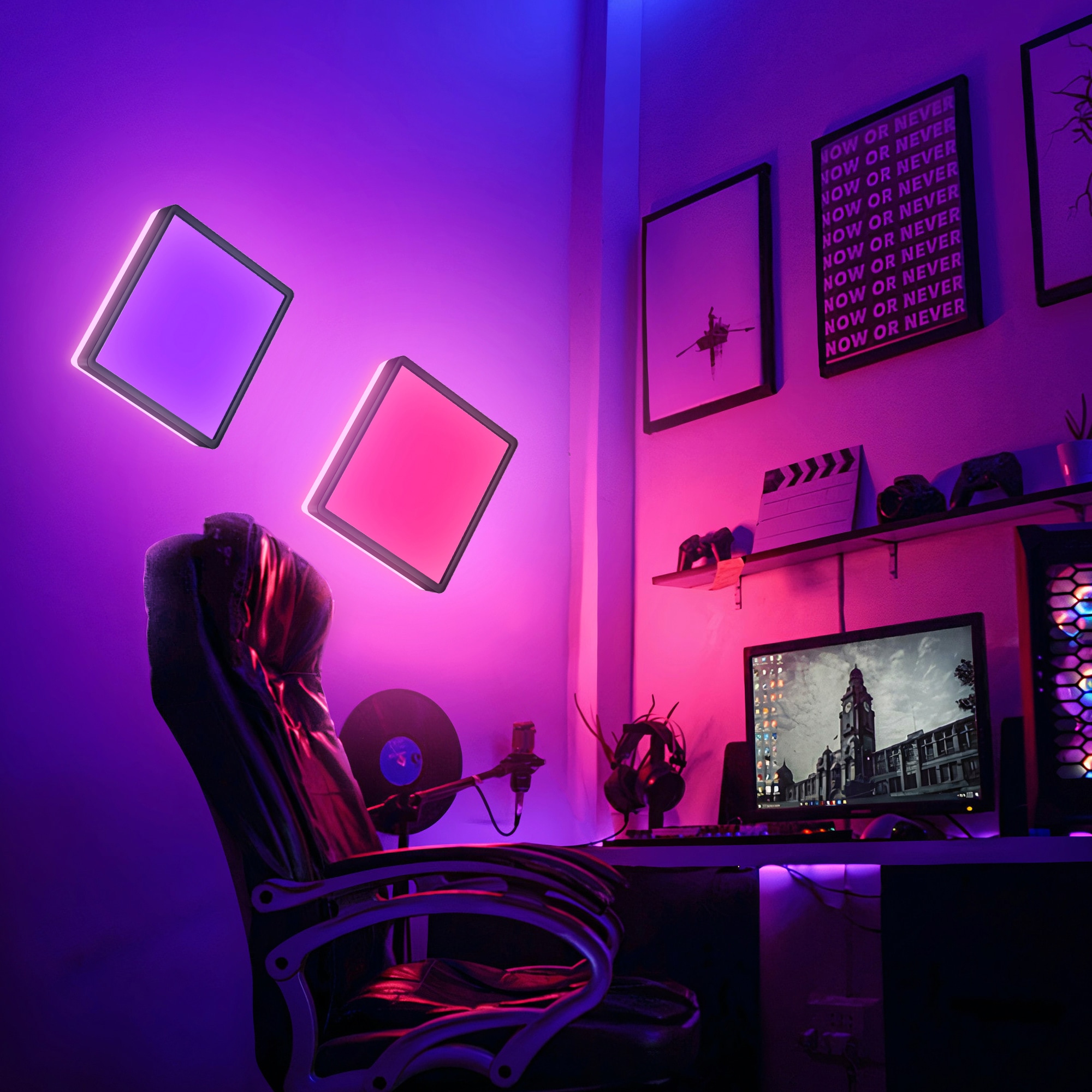 B.K.Licht ultraflache LED Deckenleuchte mit Hintergrundbeleuchtungseffekt und Fernbedienung, 1 x LED Platine 15 Watt, 1.850lm, 4.000K, in Stufen dimmbar, Gr. 29 x 29 cm