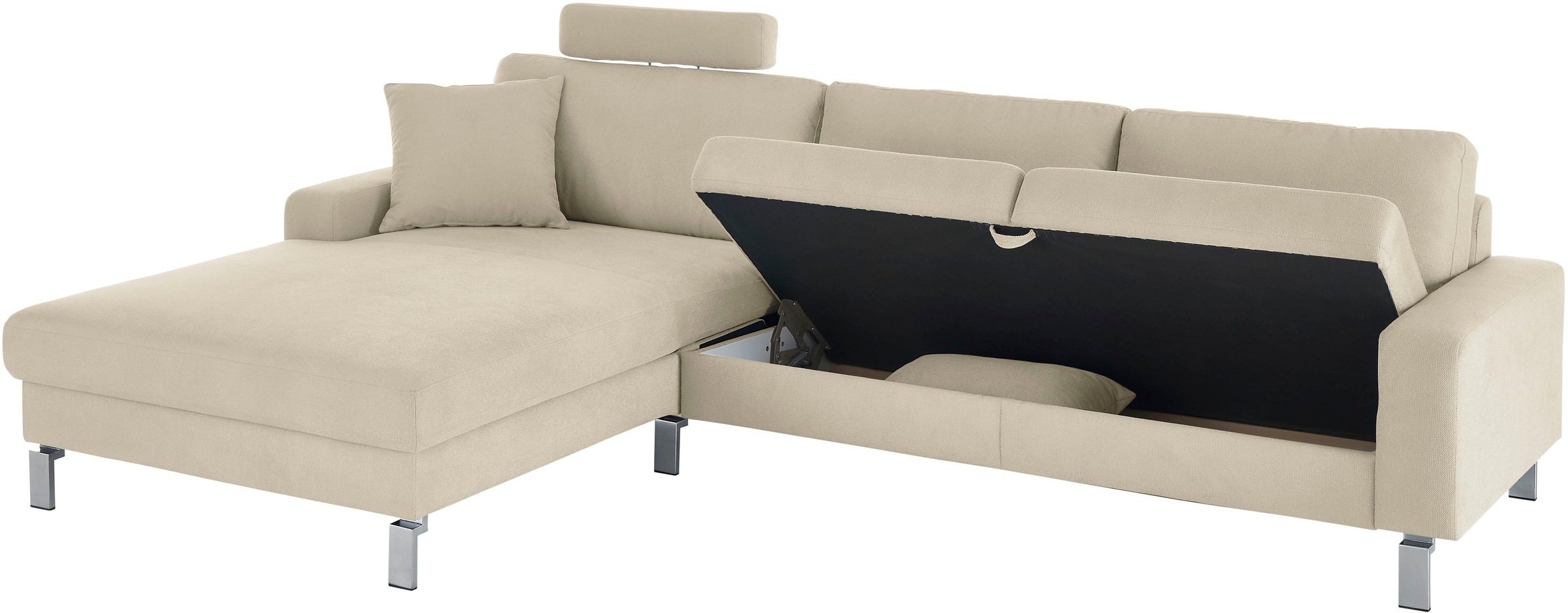 3C Candy Ecksofa »Lecce, wahlweise PUR-Schaumstoff oder Tonnentaschenfederkern«, Bett im 2,5-Sitzer, teilmotorische Schlaffunktion im Longchair, L-Form