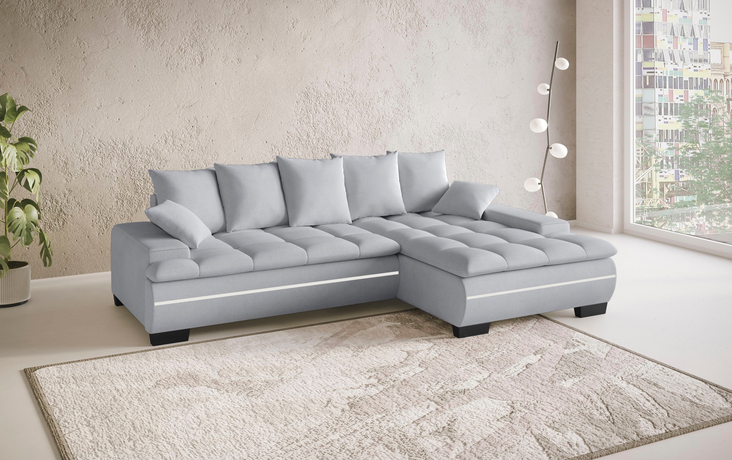 Mr. Couch Ecksofa »Haiti II, L-Form«, RGB-LED Beleuchtung, wahlweise mit Kaltschaum, Bett, Bettkasten