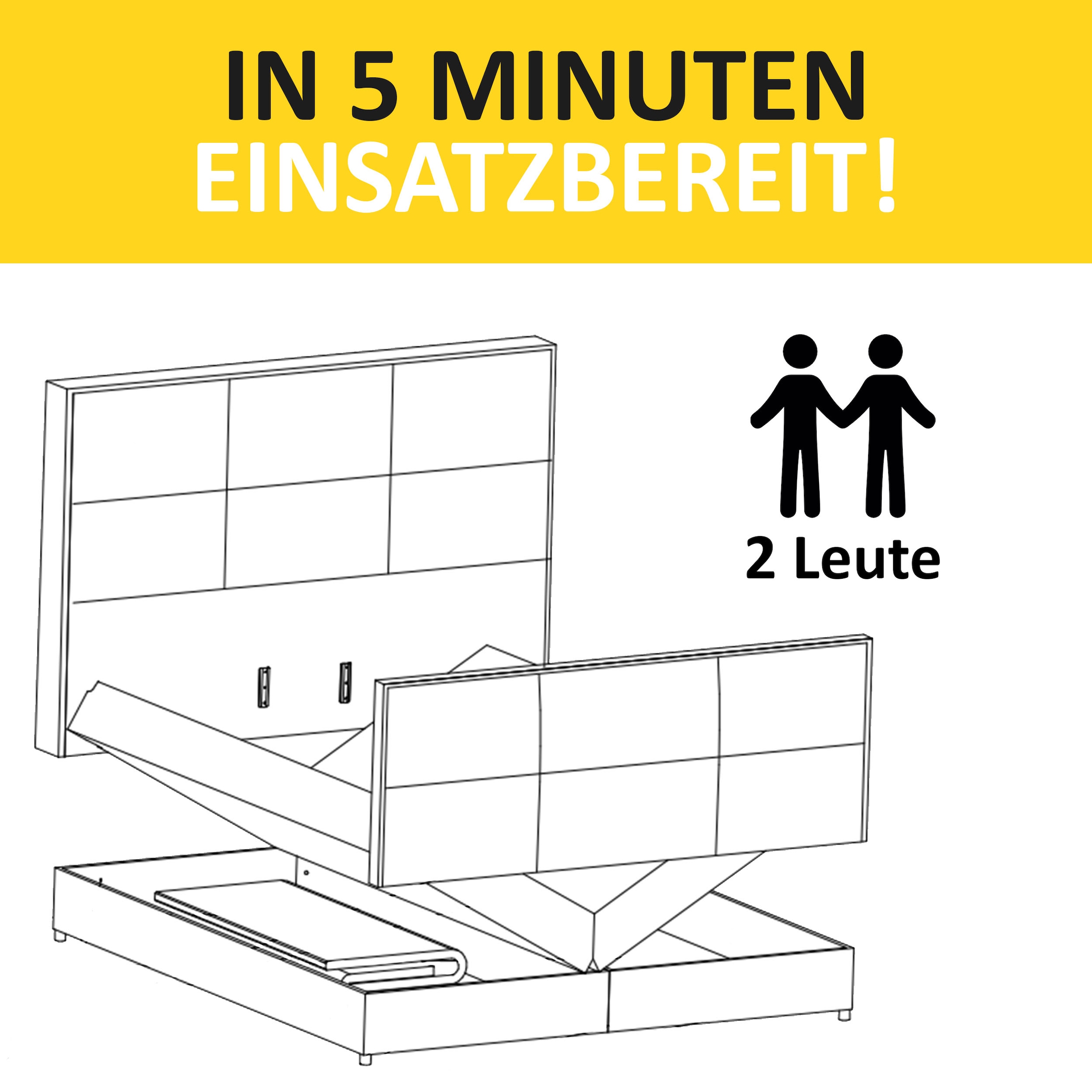 FORTE Boxspringbett »Harmonie inkl. Bettkasten und Topper, Kopf- und Fußteil in Kissenoptik« in den Breiten 140cm, 160cm und 180cm erhältlich