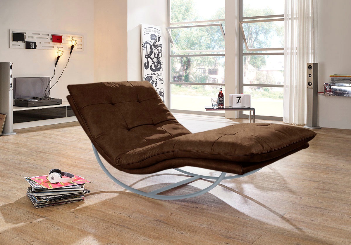 W.SCHILLIG Relaxliege »daily dreams«, in Waffelkissen-Optik, Schaukelgestell silber matt, in 2 Breiten