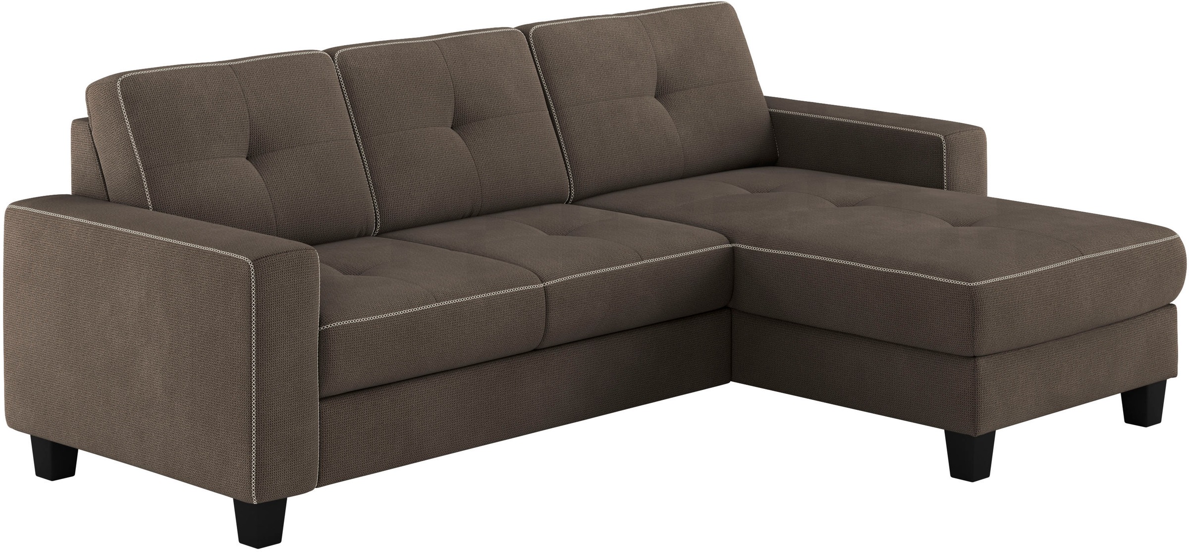 Places of Style Ecksofa »Varese L-Form«, Kreuznaht in beige