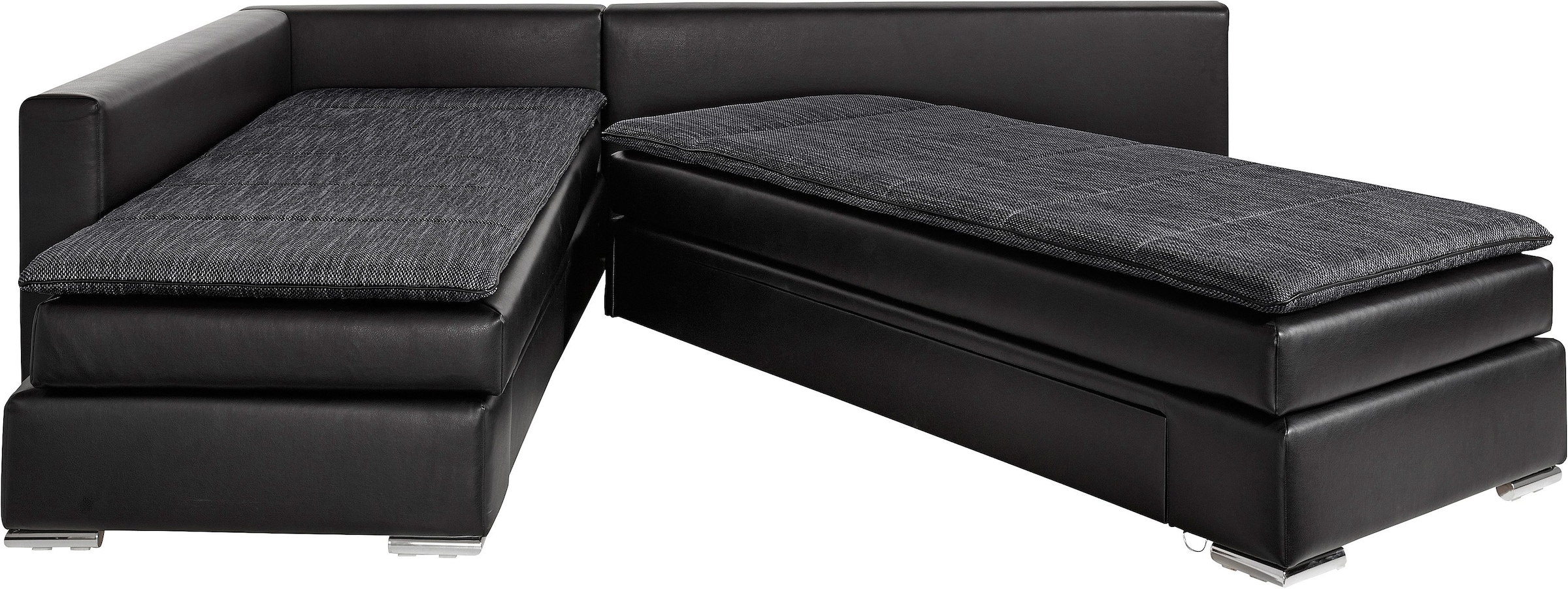 INOSIGN Ecksofa »Boxspringbett Night & Day L-Form mit Dauer-Schlaffunktion o. Armlehnen«, mit Boxspring-Bettfunktion 164x200 cm und Bettkasten, Dauerschläfer!