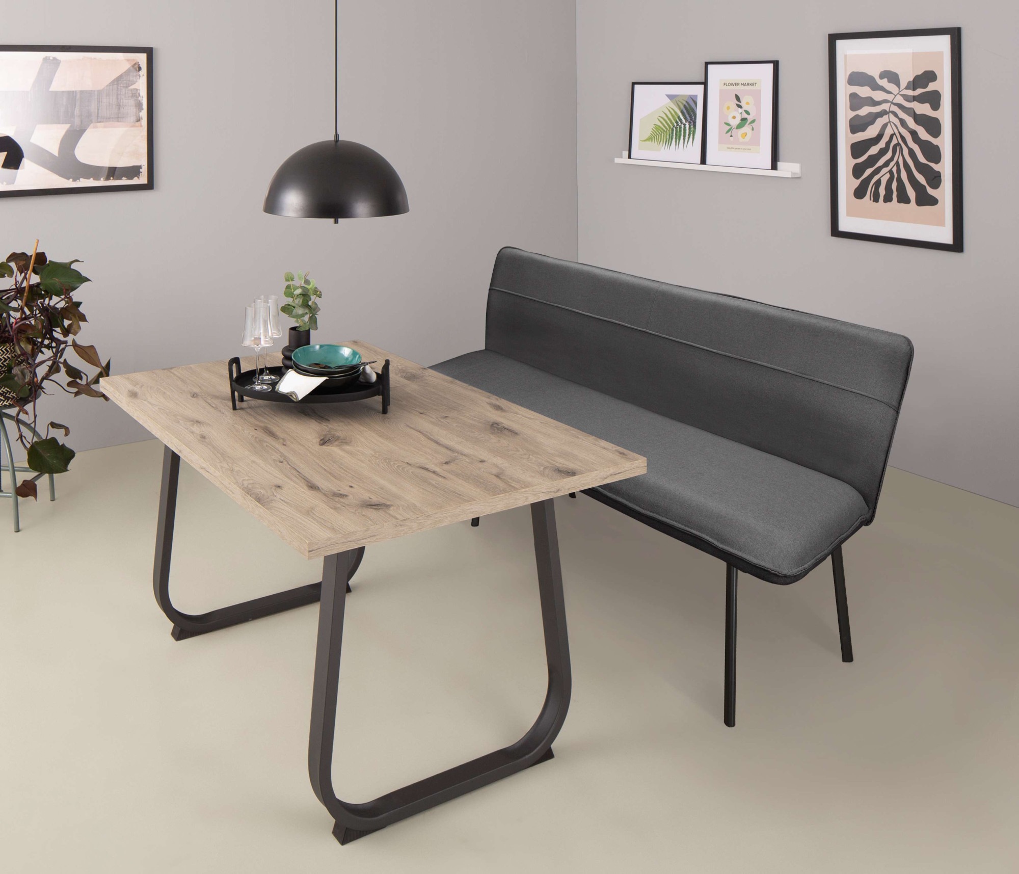 Home affaire Essbank "Nozay" mit Sitz und Rückenpolster günstig online kaufen