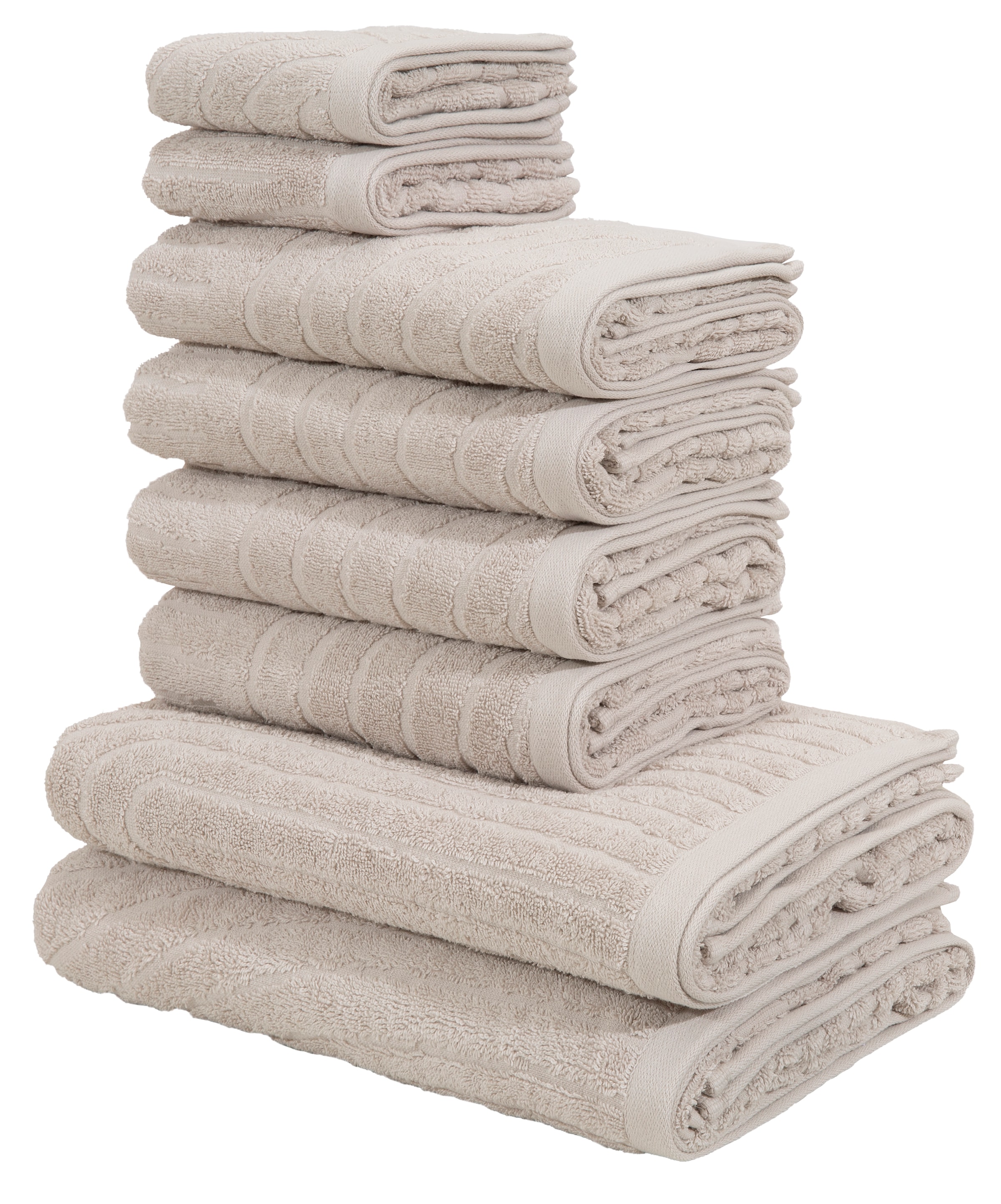 my home Handtuch Set »Handtuchset Ognon, Duschtücher, Handtücher, Gästetücher, Zen« Set 8 Frottier Handtücher mit Muster, Scandi, einfarbiges Handtuch-Set 100% Baumwolle