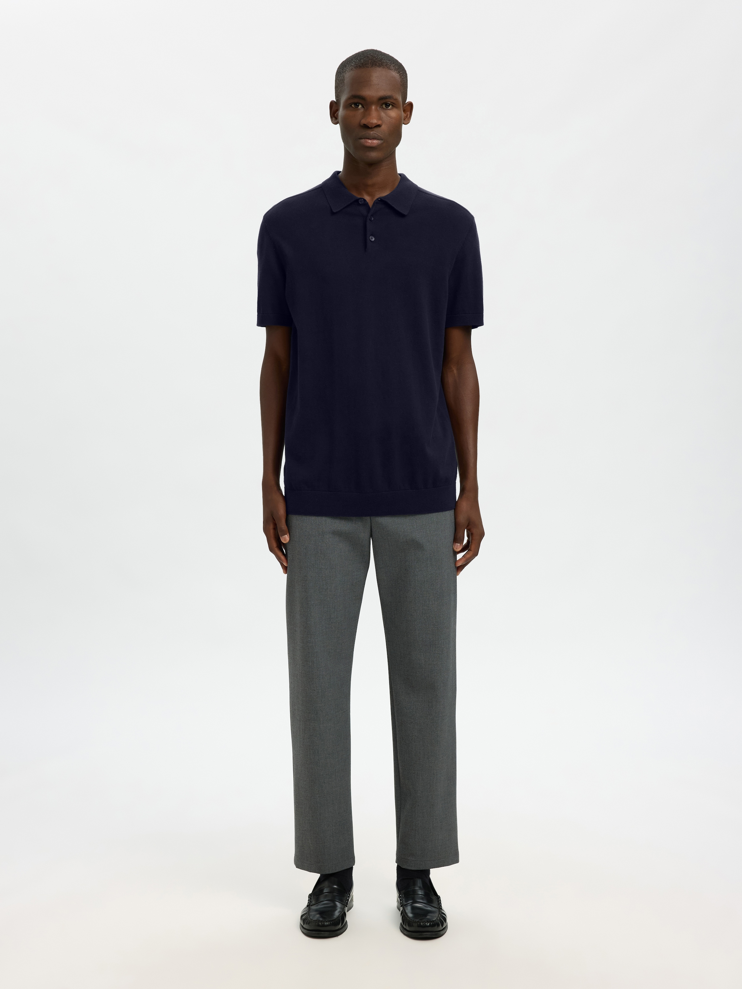 SELECTED Poloshirt »SLHBERG SS KNIT POLO NOOS« aus Feinstrick