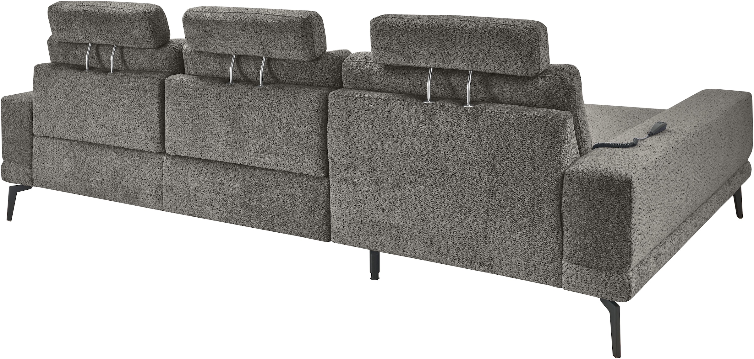 set one by Musterring Ecksofa »SO 3600, inkl motor. Sitztiefenverstellung, Kopfstützen, Nierenkissen«, Sitzhöhe 44 cm, Kaltschaum, Breite 293 x Tiefe 180 cm, Kama anthrazit