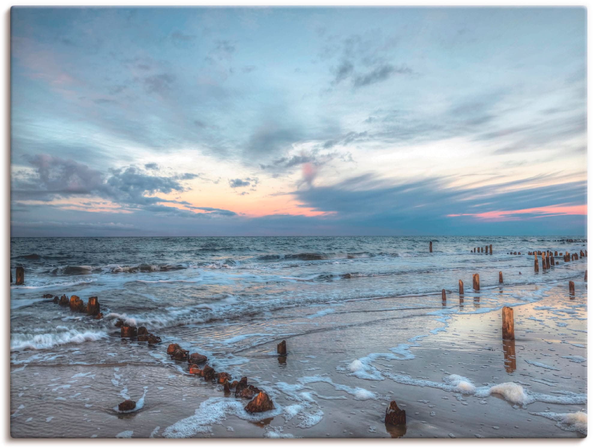 Artland Wandbild "Winter Sonnenuntergang am Meer", Gewässer, (1 St.), als L günstig online kaufen