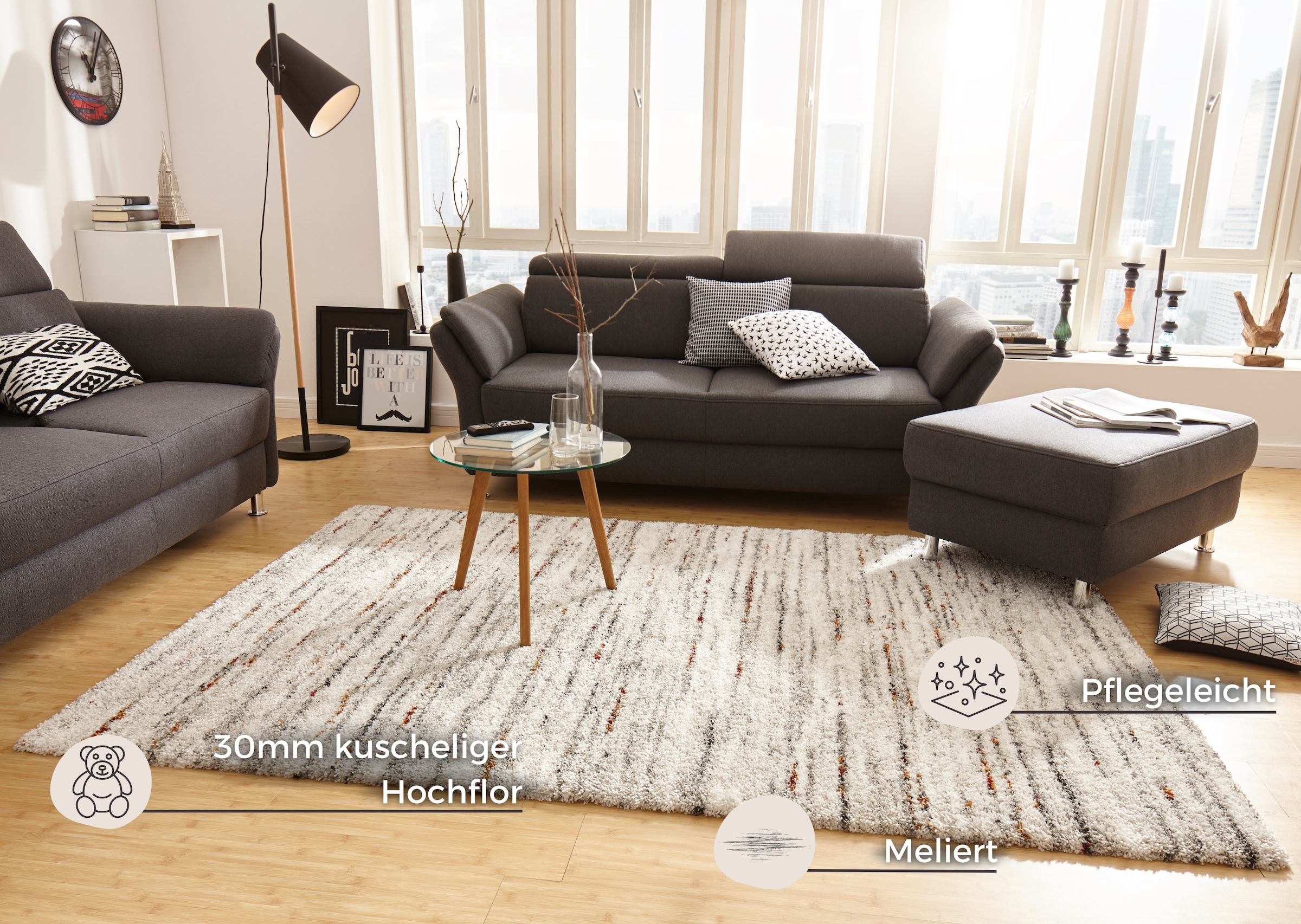 HANSE Home Hochflor-Teppich »Delight«, rechteckig, 30 mm Höhe, Shaggy, Weich, Meliert, Flauschig, Flokati, Wohnzimmer, Schlafzimmer