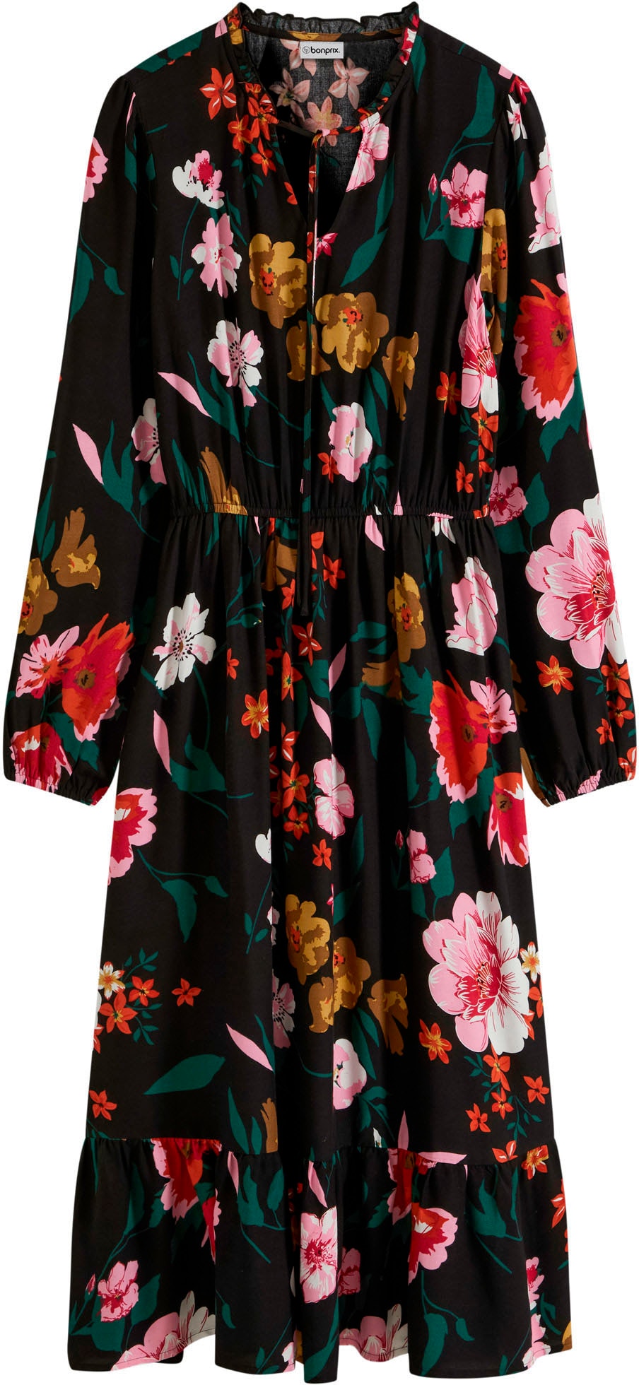 bonprix Midikleid »Midikleid aus fließender Viskose« für stilvolle Anlässe, aus Viskose, ausgestellte Passform