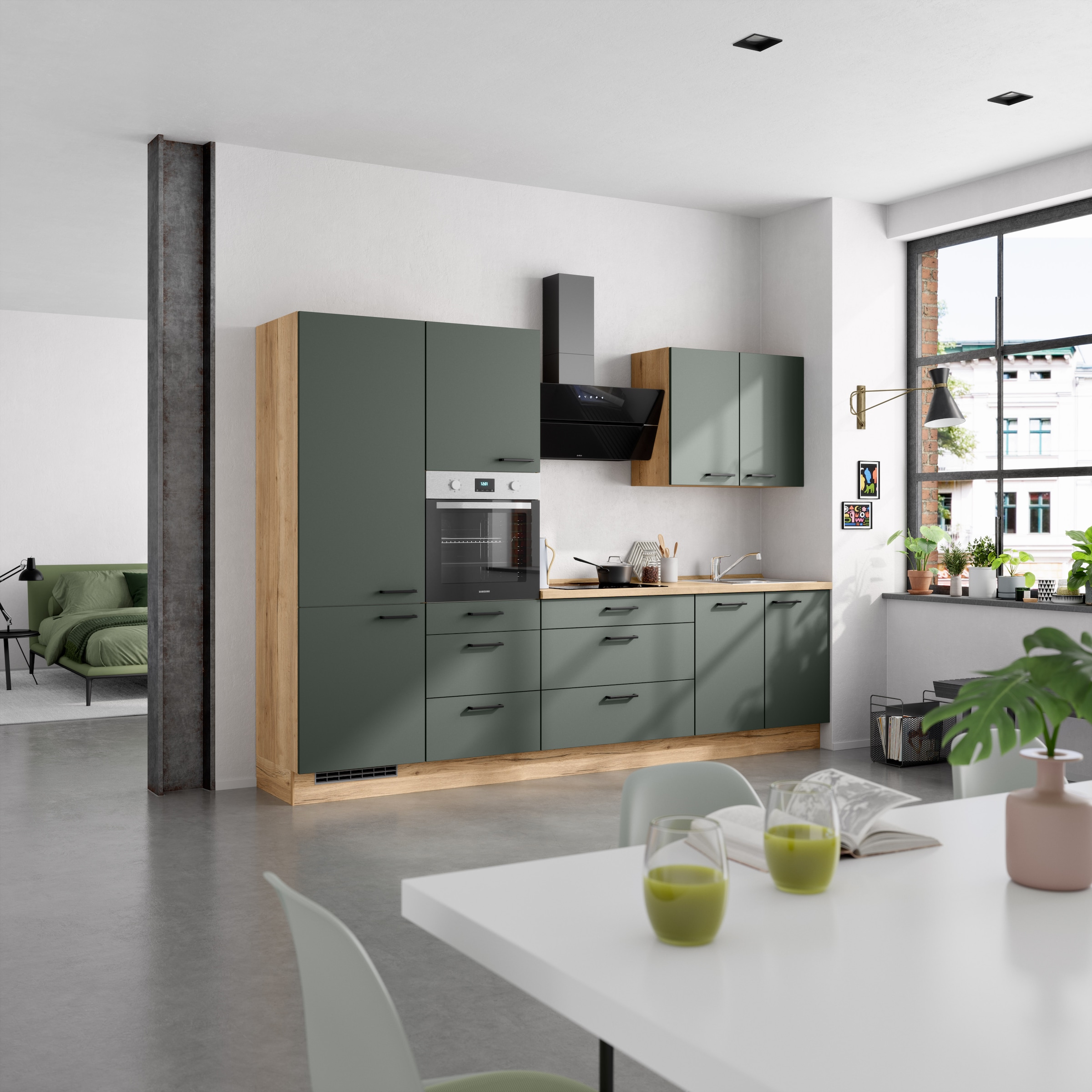 nobilia® Küchenzeile »"Easytouch II"«, vormontiert, Ausrichtung wählbar, Breite 300 cm, wahlw. mit E-Geräten