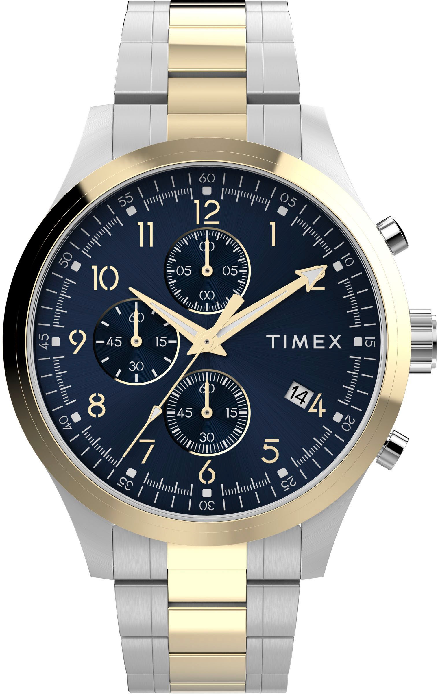 Timex Chronograph »DRESS CHRONO«, Quarzuhr, Armbanduhr, Herrenuhr,Edelstahlarmband,Stoppfunktion,Tag