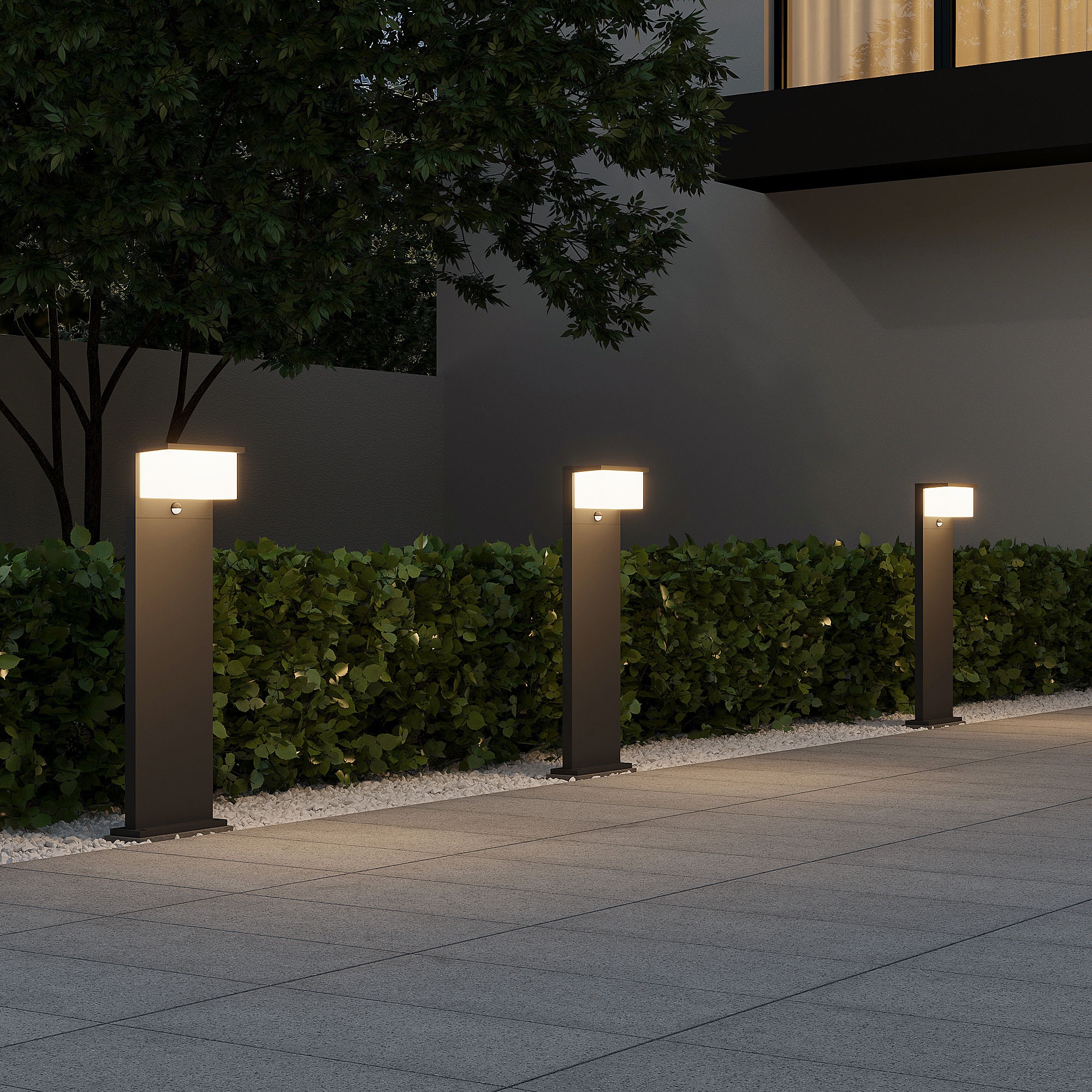 TRIO Leuchten LED Außen-Stehlampe »NESTOS, LED Outdoor Stehleuchte Garten Höhe 80cm, Bewegungsmelder«, 1 flammig, Leuchtmittel LED-Board | LED fest integriert, LED warmweiß 3000K, 1300 Lumen, IP54 Pollerleuchte Terrasse Garten