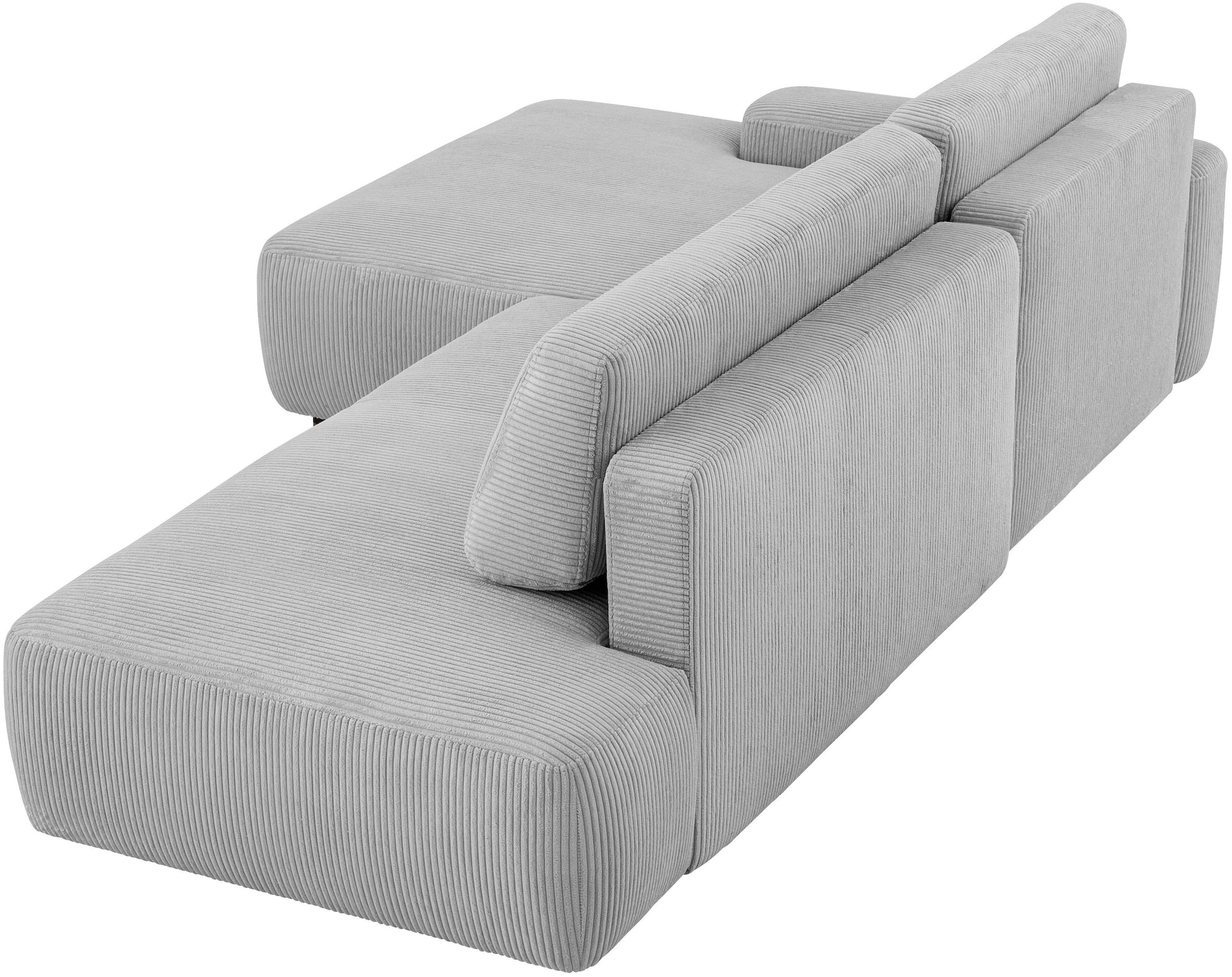 INOSIGN Ecksofa »TORGE, Schlafsofa Cord, Samtvelours u. Strukur fein, Couch in L-Form«, Schlaffunktion und Bettkasten, Liegefläche: 210x125 cm, neues Design
