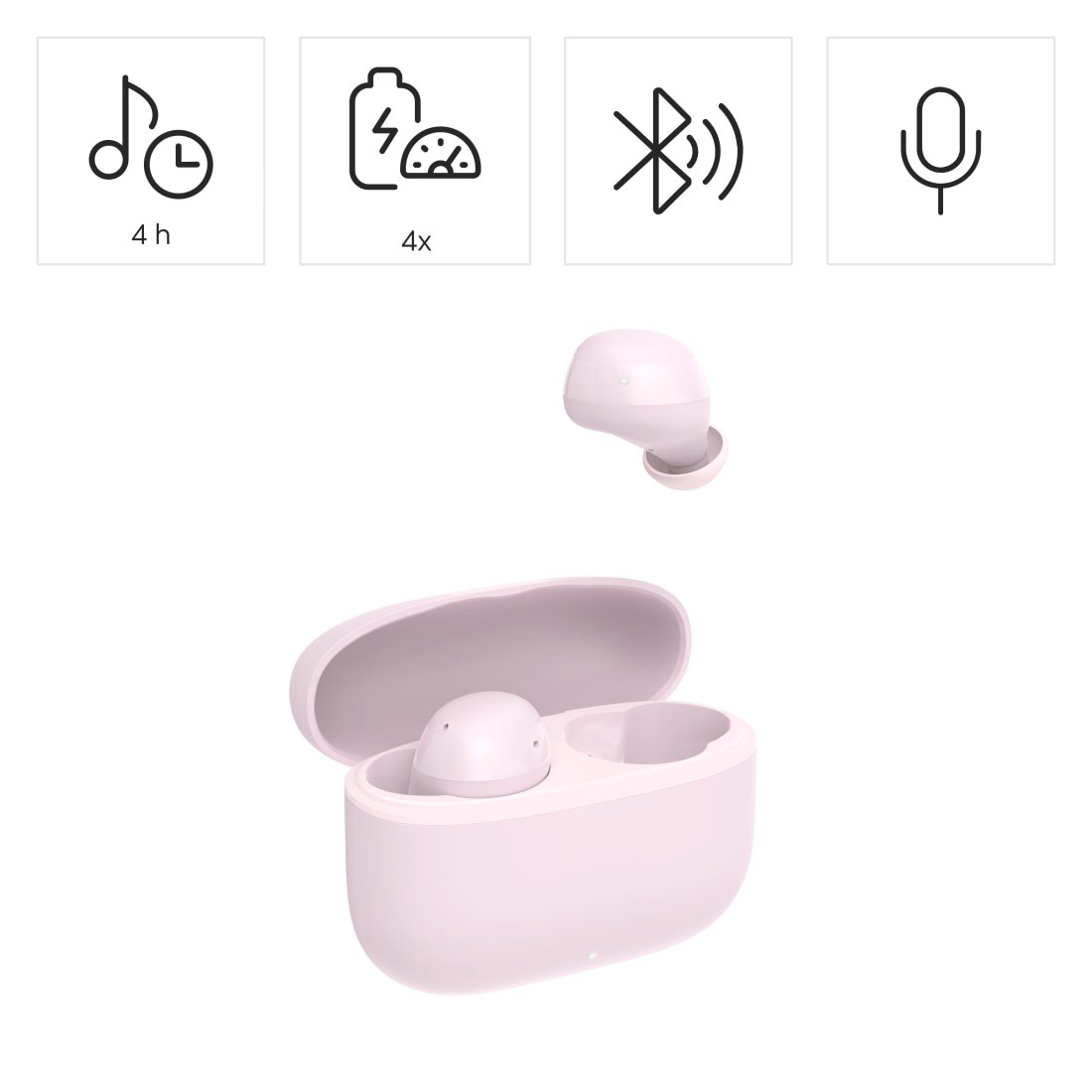 Hama Bluetooth-Kopfhörer »True Wireless Kopfhörer In Ear, Ladecase, bis 20h Akku, Bass Boost«, A2DP Bluetooth-AVRCP Bluetooth-HFP-SPP, kompatibel mit Siri-Sprachsteuerung-True Wireless