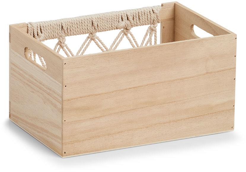 Zeller Present Dekokiste »Aufbewahrungskiste Boho", Holz"«, (1 St.), Makramee-Design
