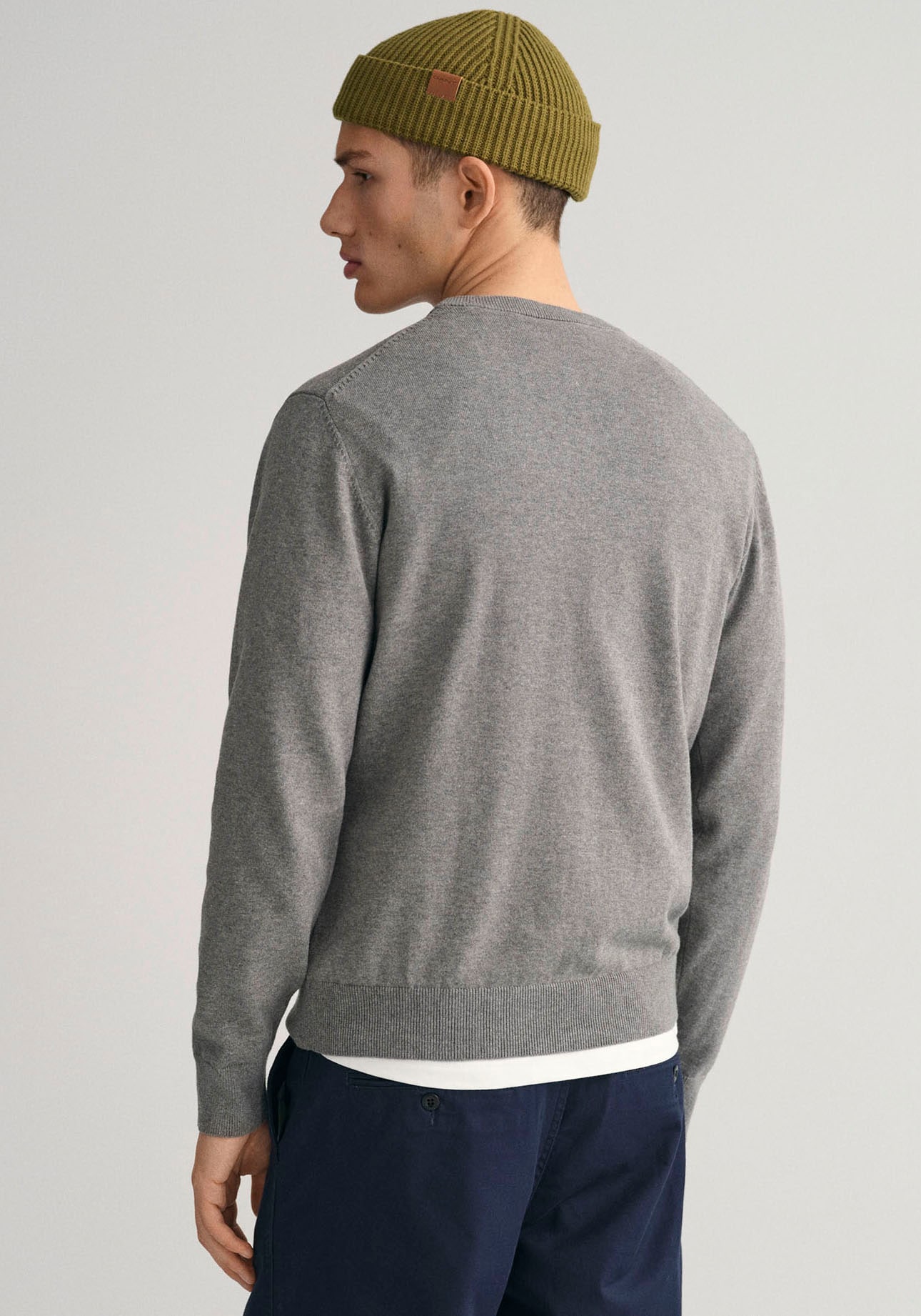 Gant Rundhalspullover »CLASSIC COTTON C-NECK«, Premium Strickpullver aus weicher 100% Baumwolle, Übergangspullover
