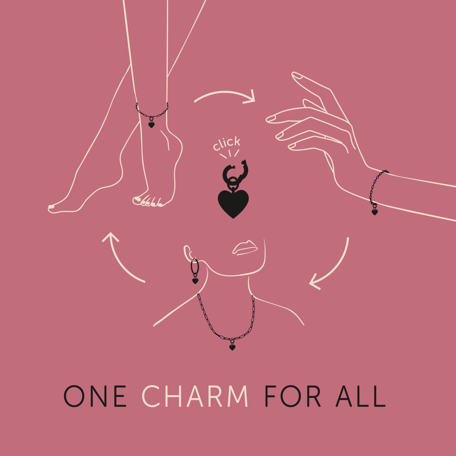 Amor Charm-Einhänger »Fatima´s Hand, 2038472«, mit Zirkonia (synth.)