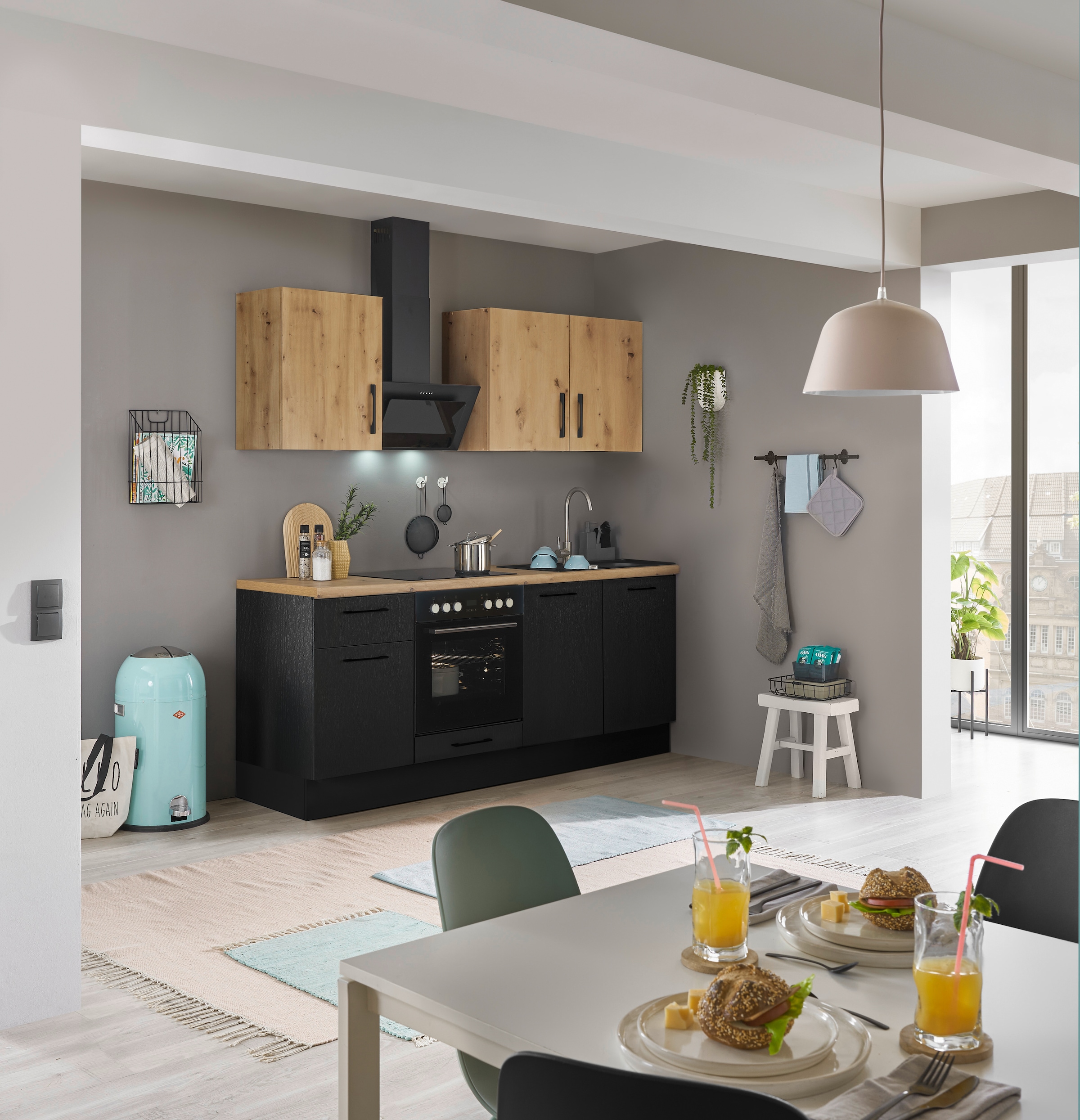 BASIC by Balculina Küchenzeile »Turin«, Breite 210 cm, wahlweise mit E-Geräten