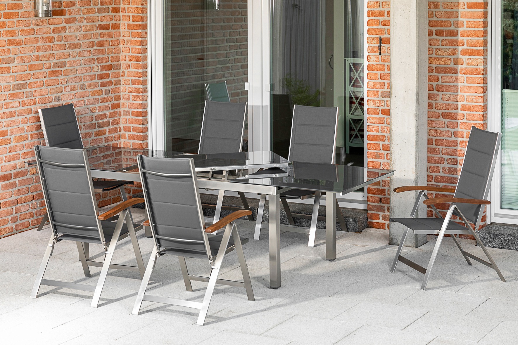 MERXX Garten-Essgruppe »Ferrara« 7 Stk. tlg. 6 Klappsessel mit ausziehbarem günstig online kaufen