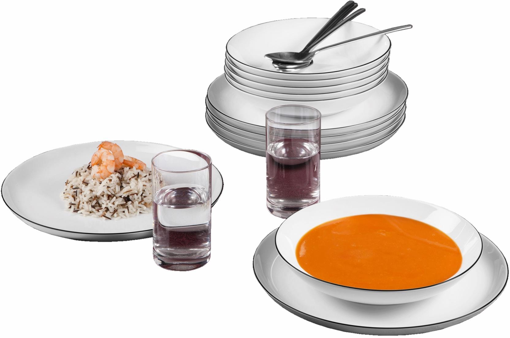 Seltmann Weiden Tafelservice »Teller Set, Geschirr-Set Lido Black Line« Tel günstig online kaufen