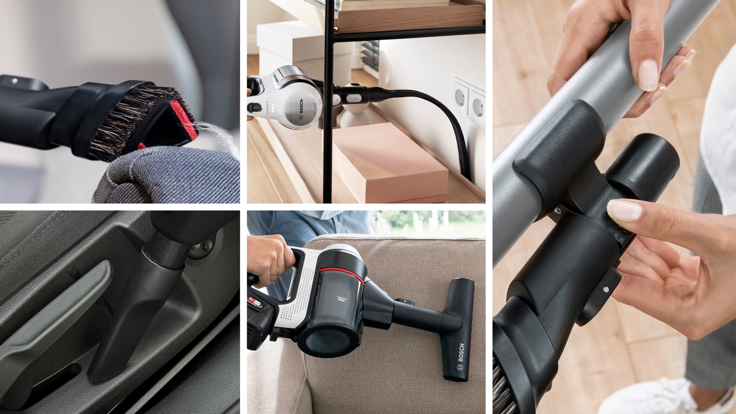 BOSCH Akku-Bodenstaubsauger »Unlimited 7 BSS715CARP/BSS715FRSH, 5.0 Ah Akku, Knickrohr« 10 Jahre Motorgarantie, Schnellladegerät, Made in Germany