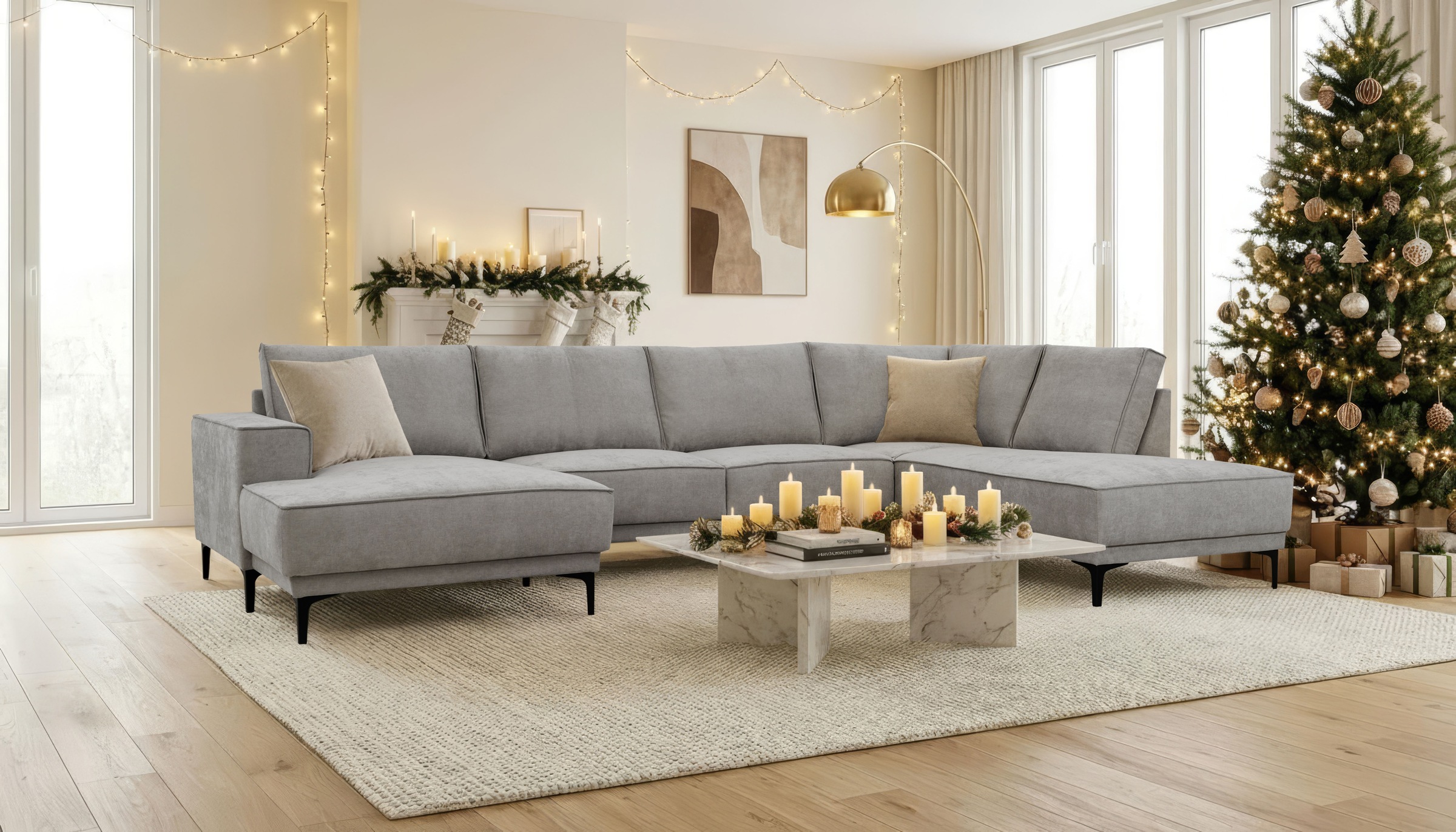 OTTO home Wohnlandschaft »XXL Sofa Oland, Struktur, Flachgewebe, Luxus-Micr günstig online kaufen