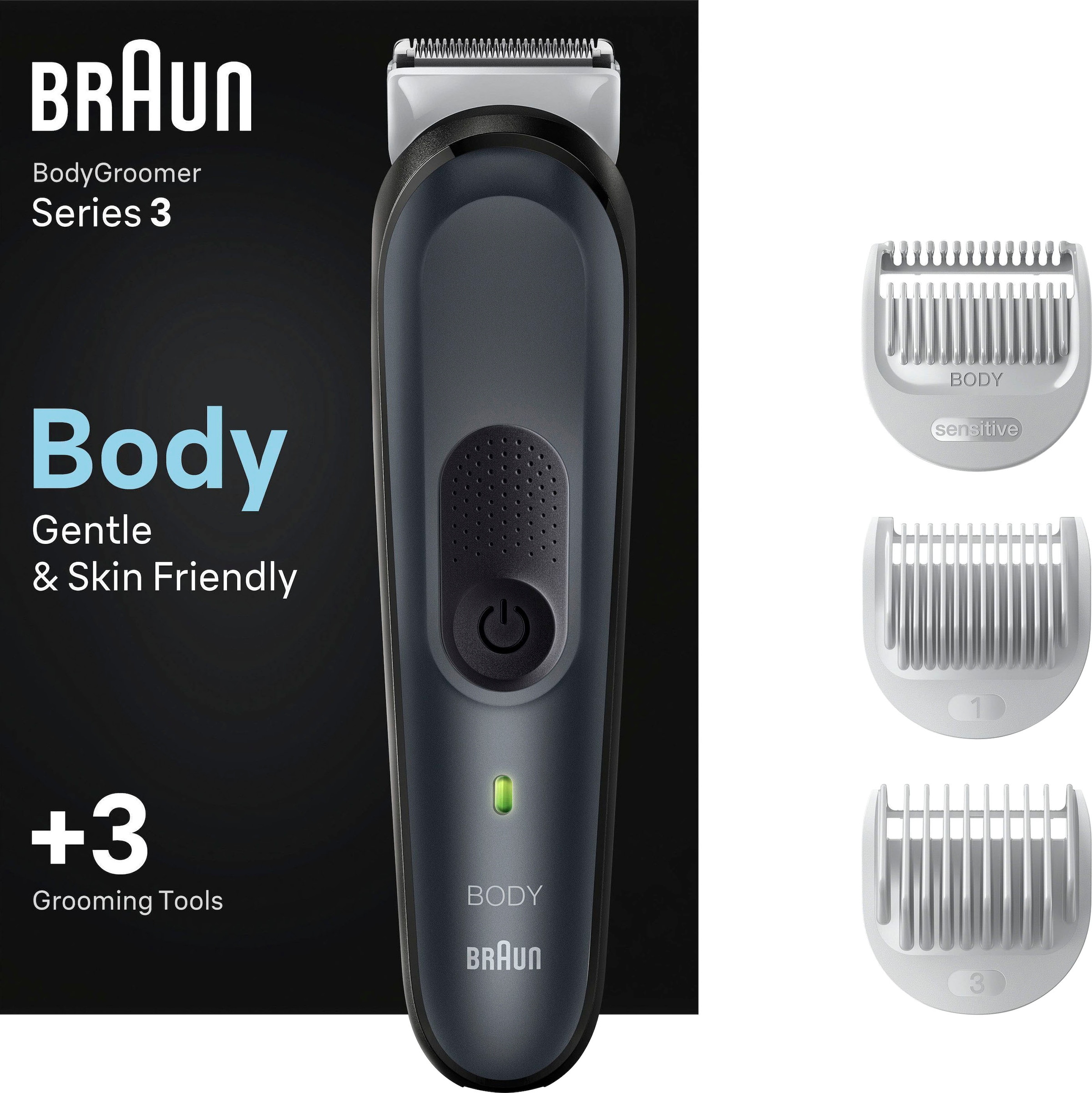 Braun Haarschneider »Bodygroomer BG3340«, 3 Aufsätze, SkinShield-Technologie, Abwaschbar
