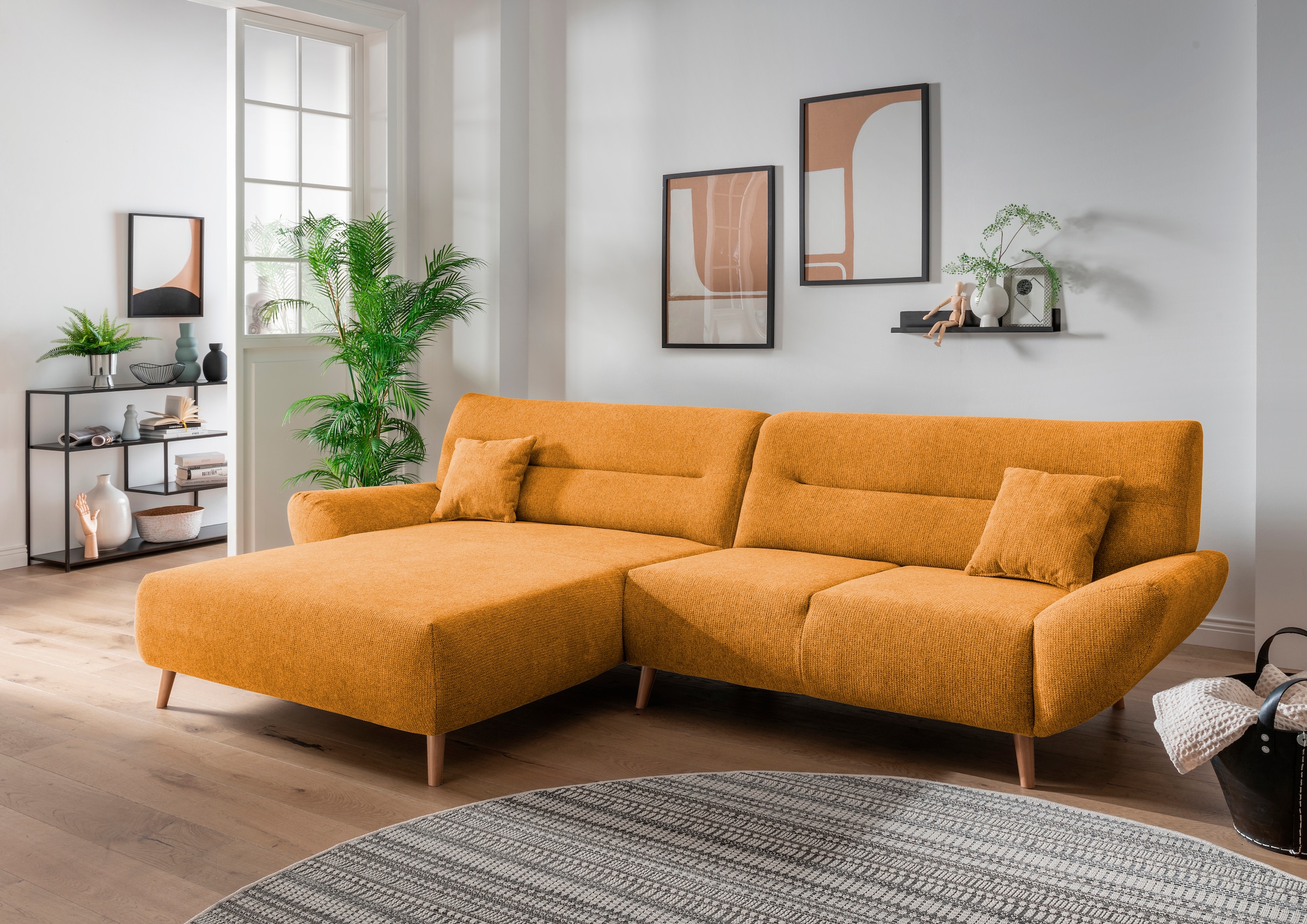 Home affaire Ecksofa »Drago, elegant und zeitlos, komfortabel, Holzfuß, L-F günstig online kaufen