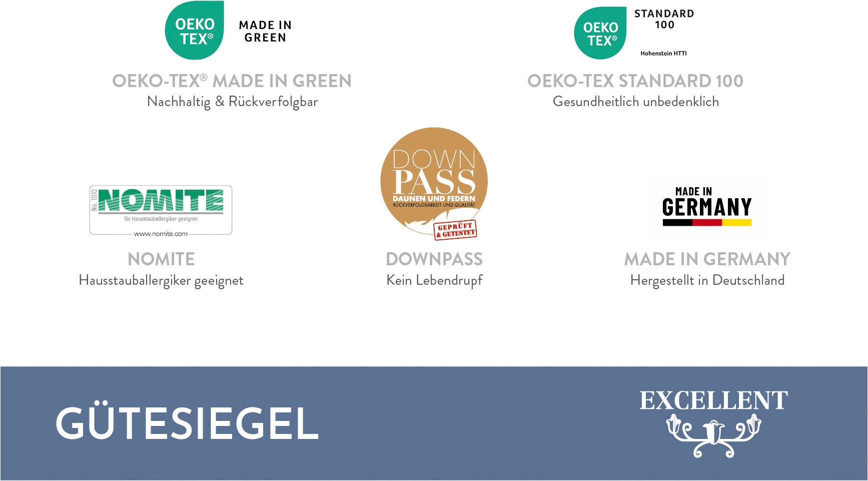 Excellent Federkopfkissen »Zürich, Kopfkissen in 40x80 und 80x80«, Füllung: 70% Federn, 30% Daunen, Bezug: 100% Baumwolle, (1 St.), allergikerfreundliches Kissen mit Daunenanteil