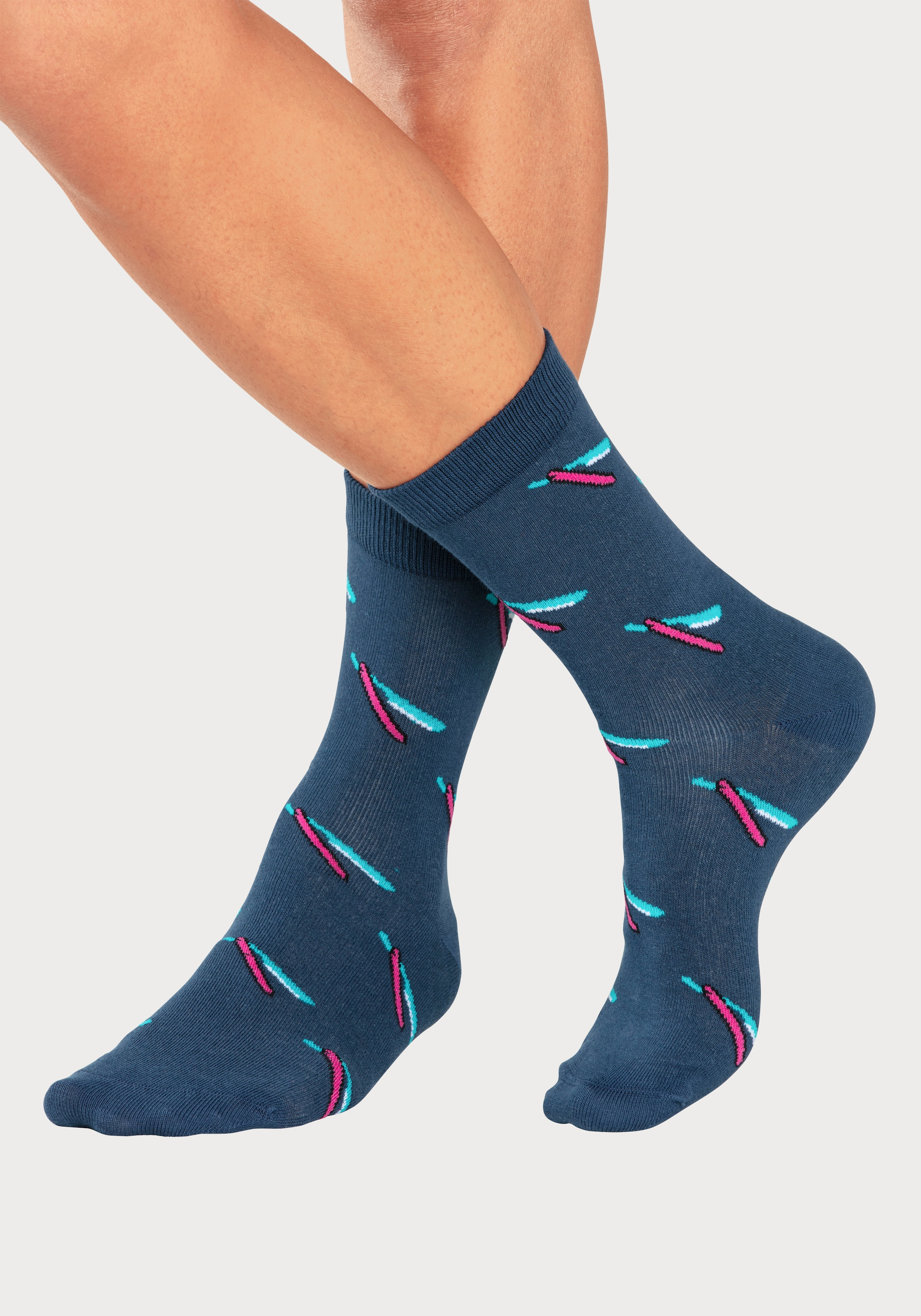 John Devin Socken, (Packung, 2 Paar), mit bunten eingestrickten Motiven
