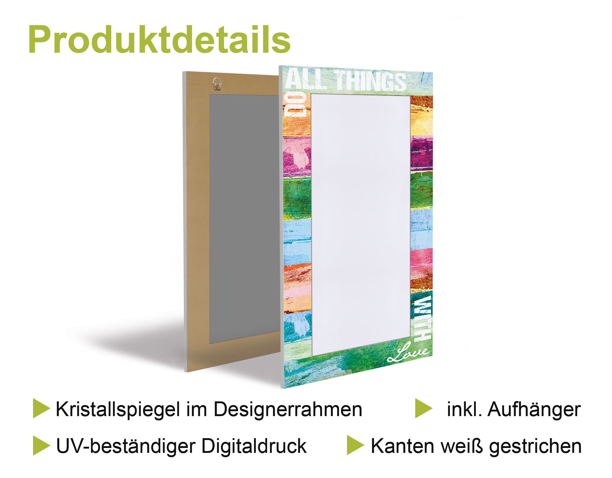 Artland Dekospiegel »Bunte Mohnblumen«, gerahmter Ganzkörperspiegel, Wandspiegel, mit Motivrahmen, Landhaus