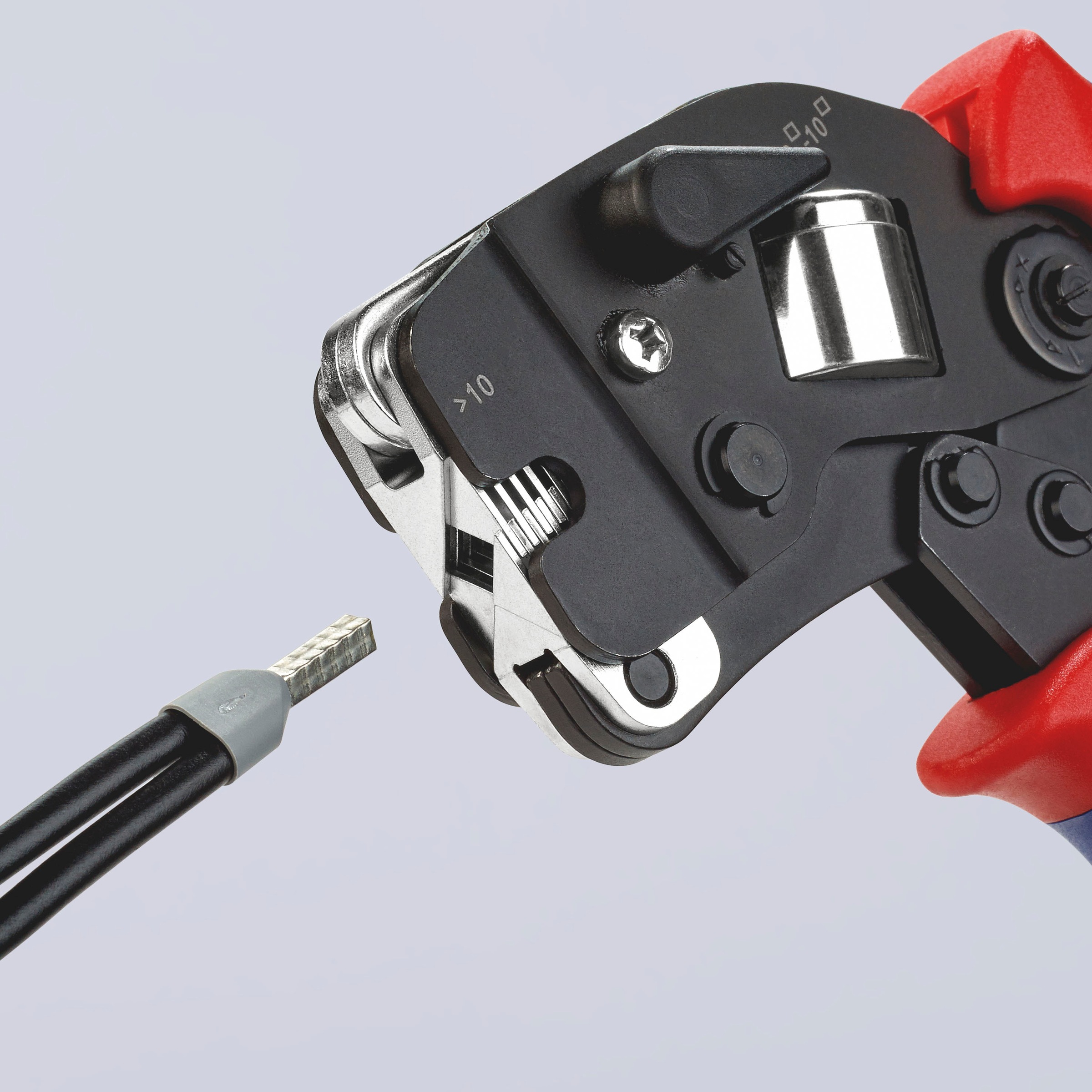 Knipex Crimpzange »97 53 09 für Aderendhülsen mit Fronteinführung«, (1 tlg.), selbsteinstellend, brüniert, mit Mehrkomponenten-Hüllen 190 mm