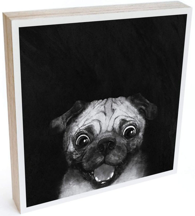 Wall-Art Holzbild »Tischdeko Graves Snuggle Pug«, Blumen, (1 St.), bedruckt günstig online kaufen