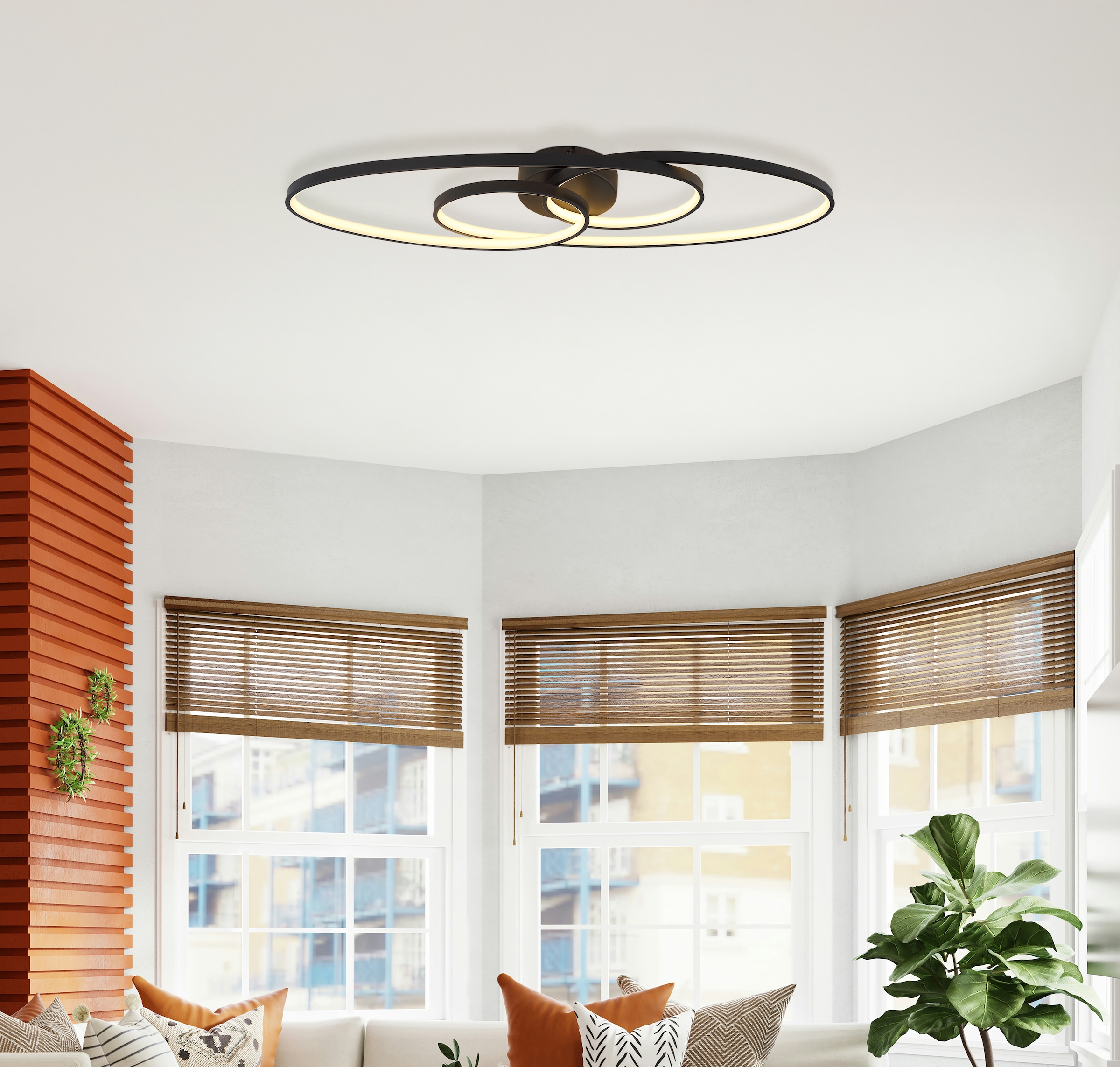 GLOBO LIGHTING Deckenleuchte »SPIRA« LED-Modul 1 Stk. Warmweiß Deckenleuchte Schwarz/Alu, Opal, Stufenschalter, LED 40W