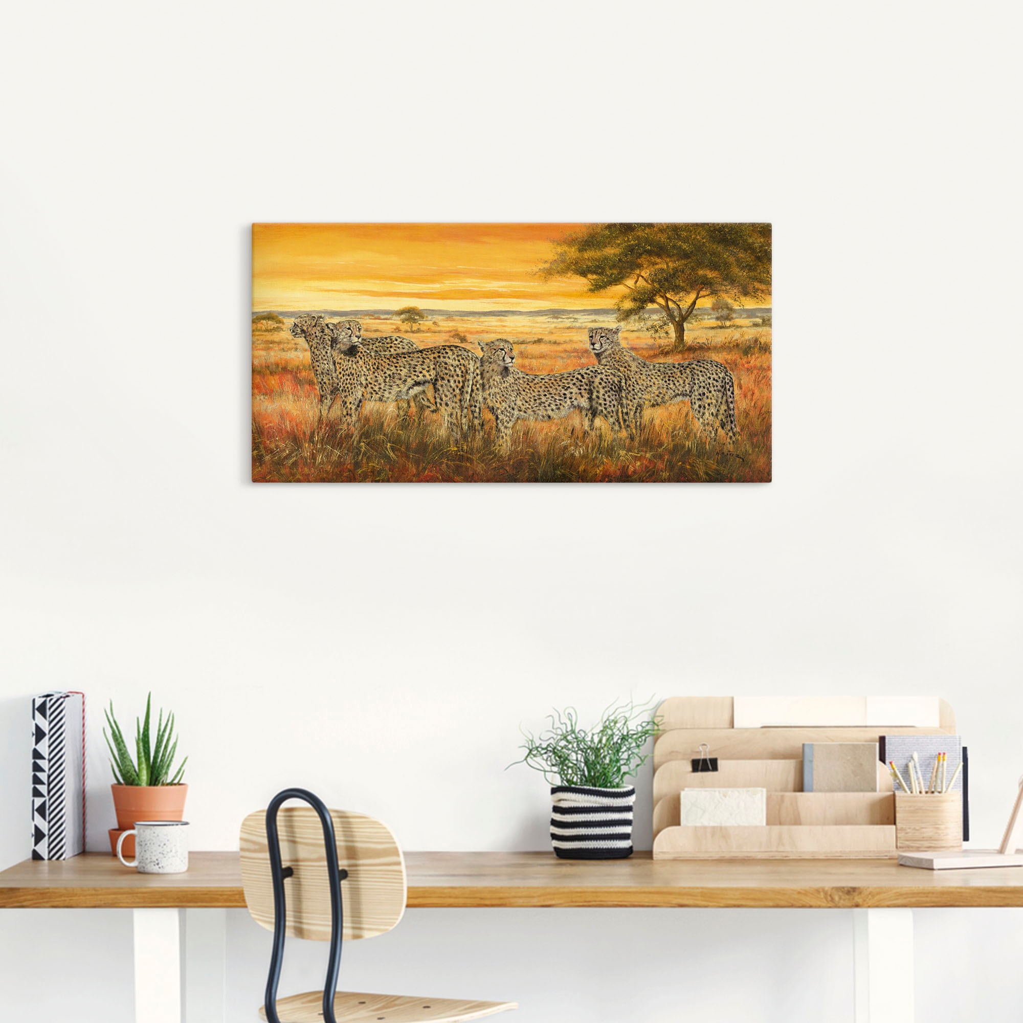 Artland Wandbild »4 Geparden«, Wildtiere, (1 St.), als Leinwandbild, Wandau günstig online kaufen