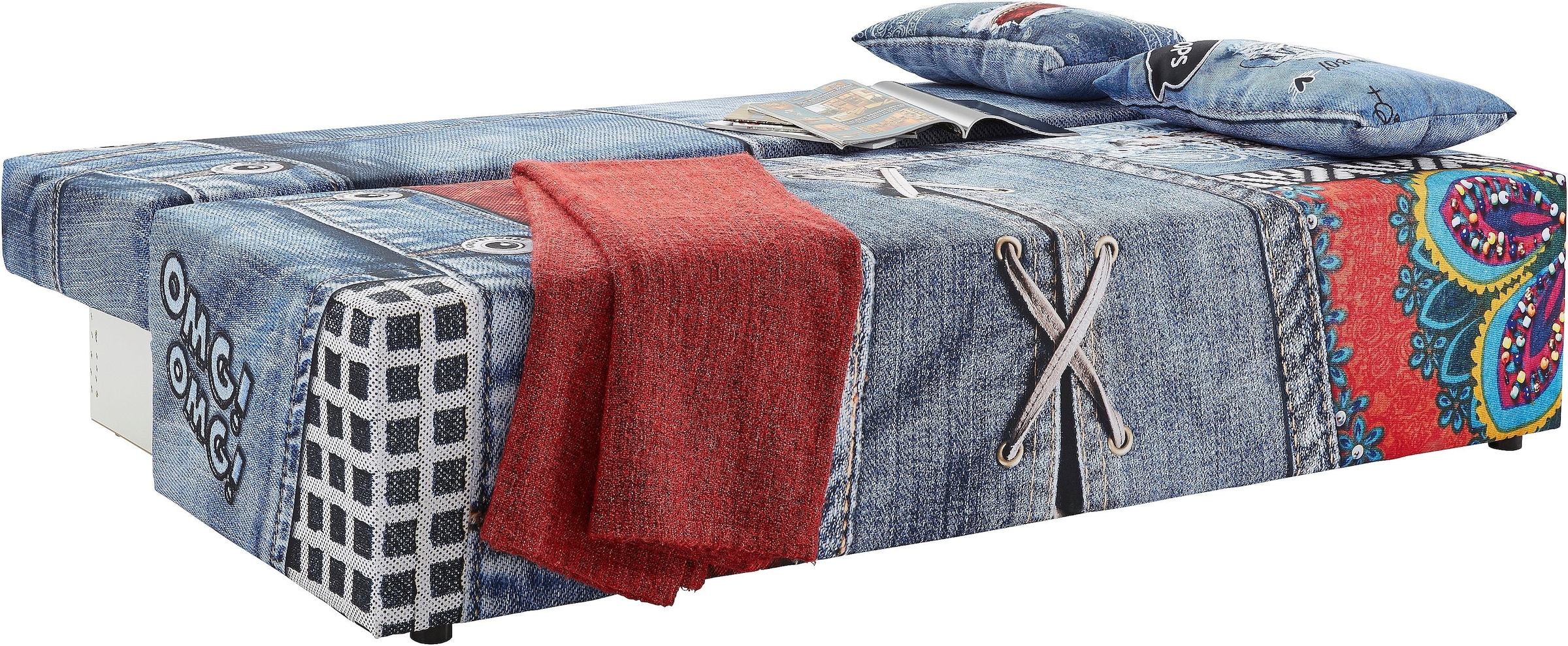 exxpo - sofa fashion Schlafsofa »Extravagantes Sofa für Individualisten mit Bettfunktion und Bettkasten«, in außergewöhnlichen Bezugsvarianten, Solitärmöbel