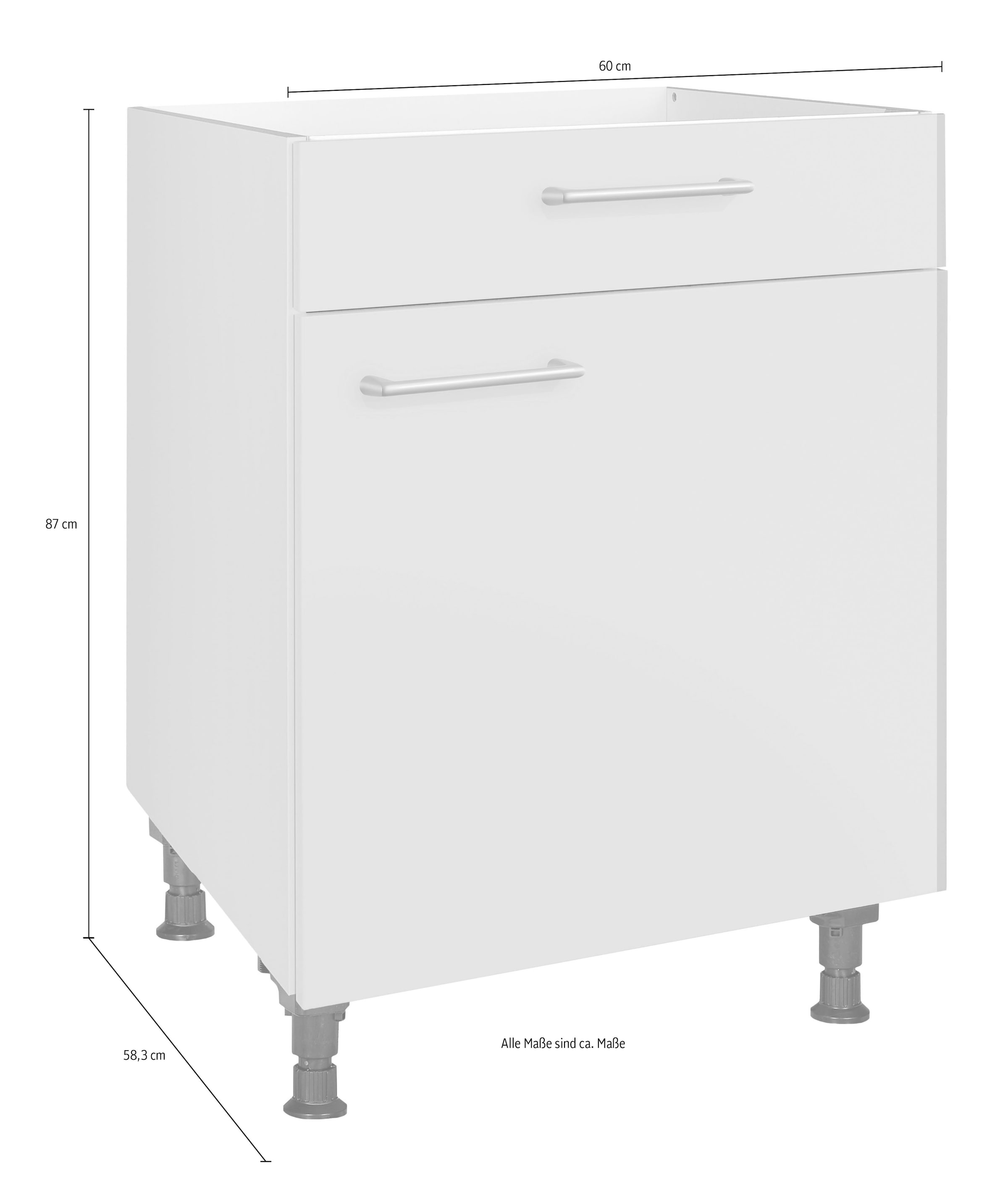 nobilia® Kochfeldumbauschrank »"Laser", mit Schukasten und Tür, Ausrichtung wählbar« vormontiert, Breite 60 cm