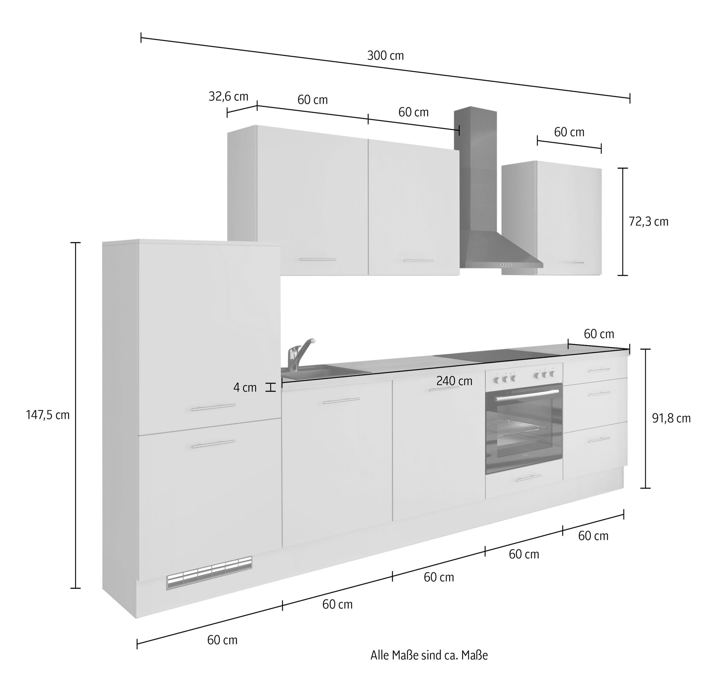 IMPULS KÜCHEN Küchenzeile »"Kopenhagen", Ausrichtung wählbar, Schubkästen mit Soft-Close« Set, 
