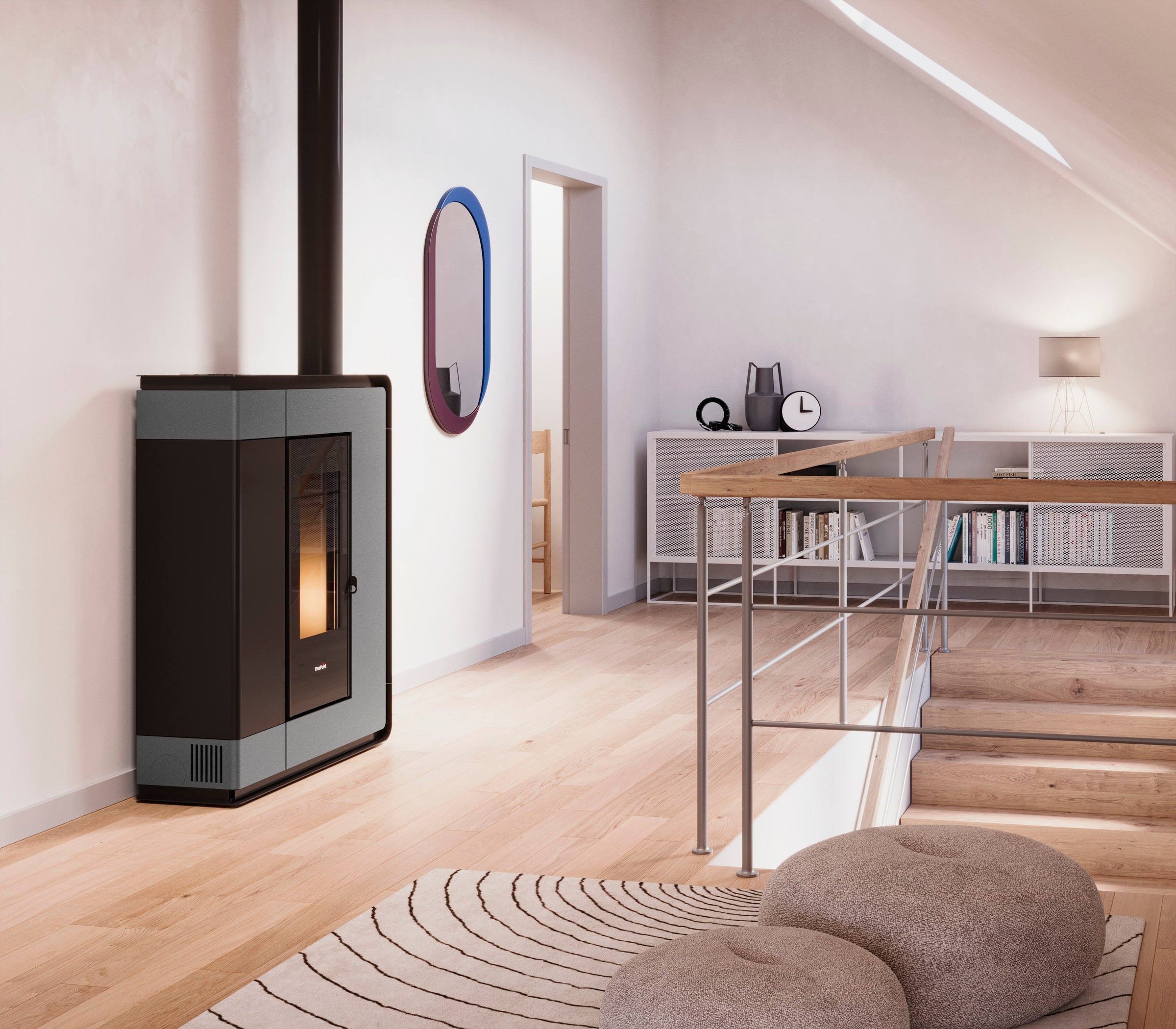 Freepoint Kaminofen Arco 7 Stahl Titangrau 7 kW mit Automatik günstig online kaufen
